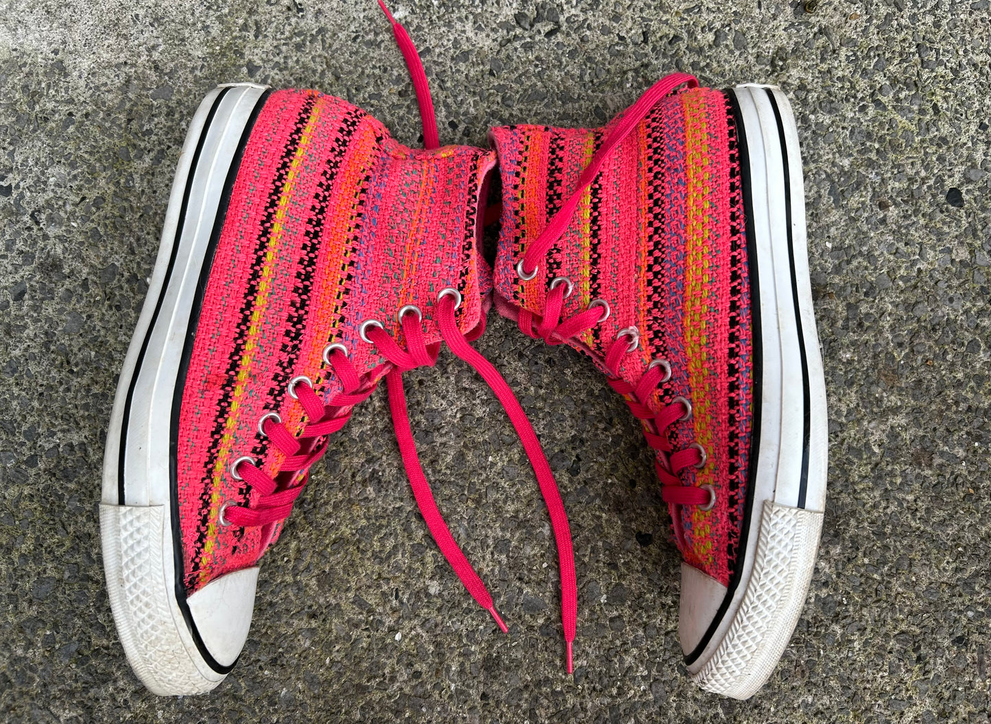 Pink woven high top trainers uk 6.5 (eu 40)