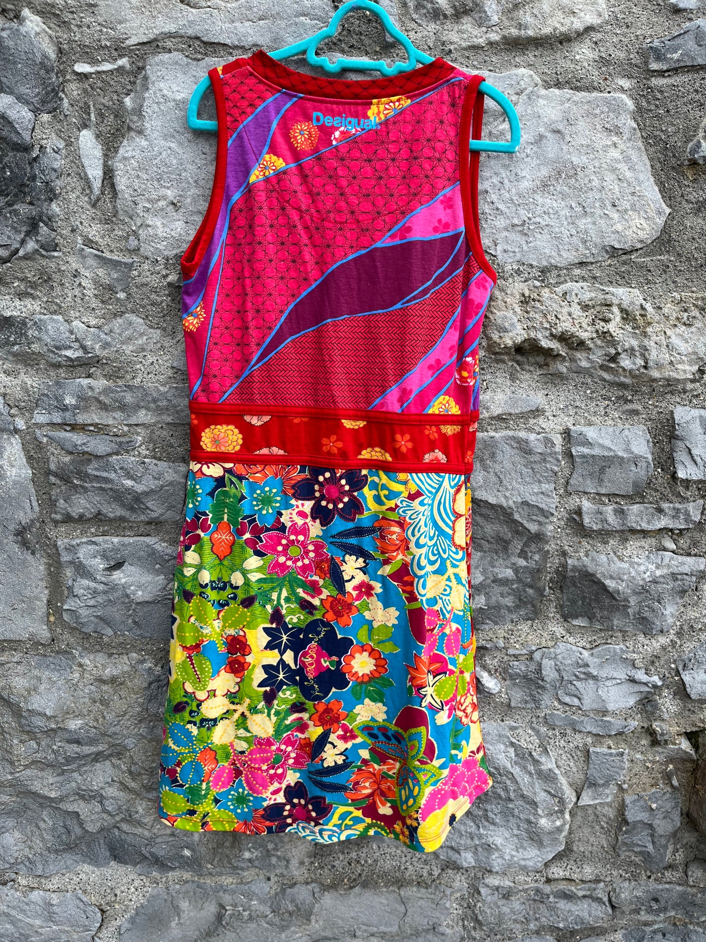Colourful flower pink dress 11-12y (146-152cm)