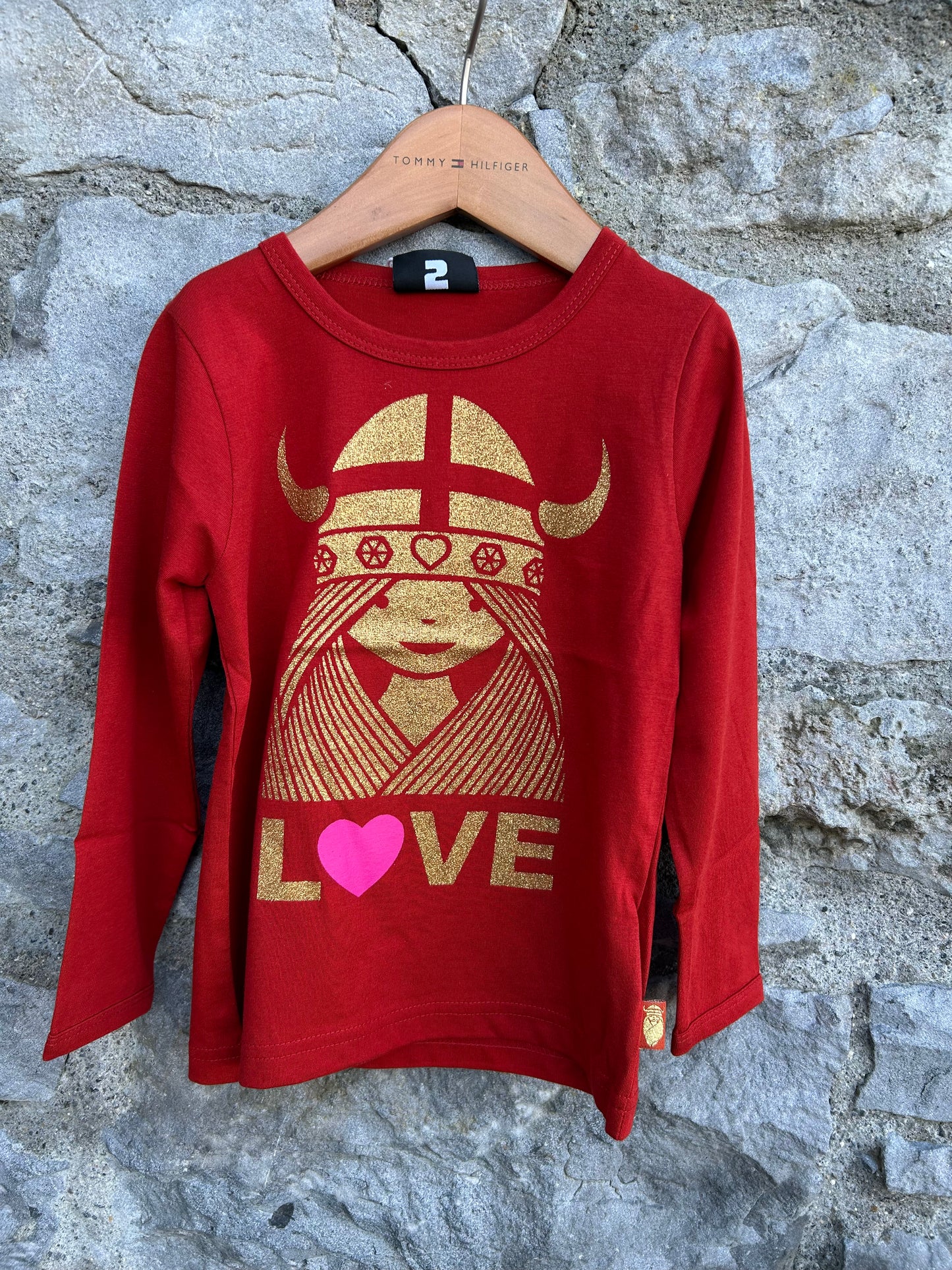 Gold glitter red Freja top 2y (92cm)