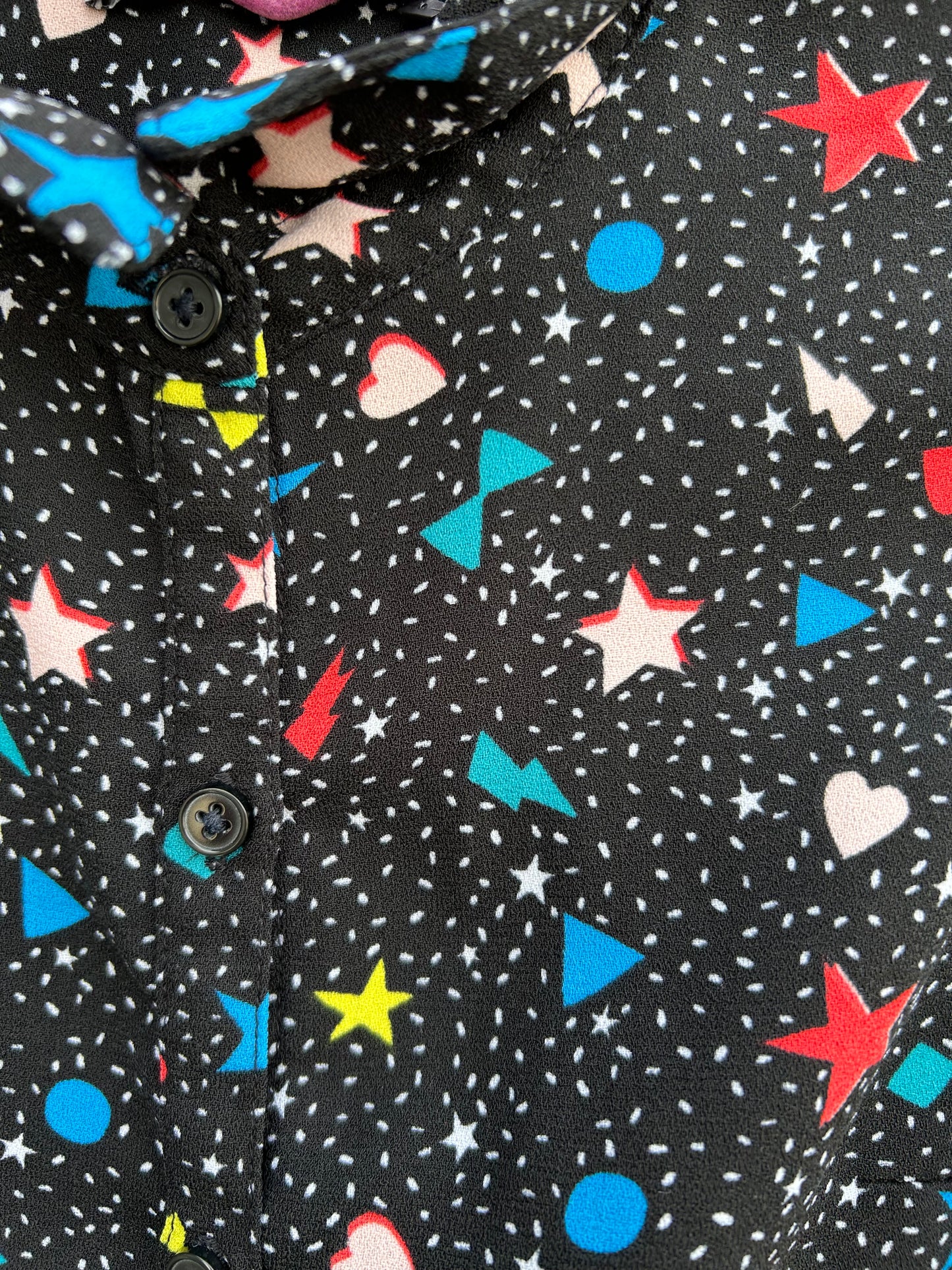 Colourful spots black sleeveless top 10-11y (140-146cm)