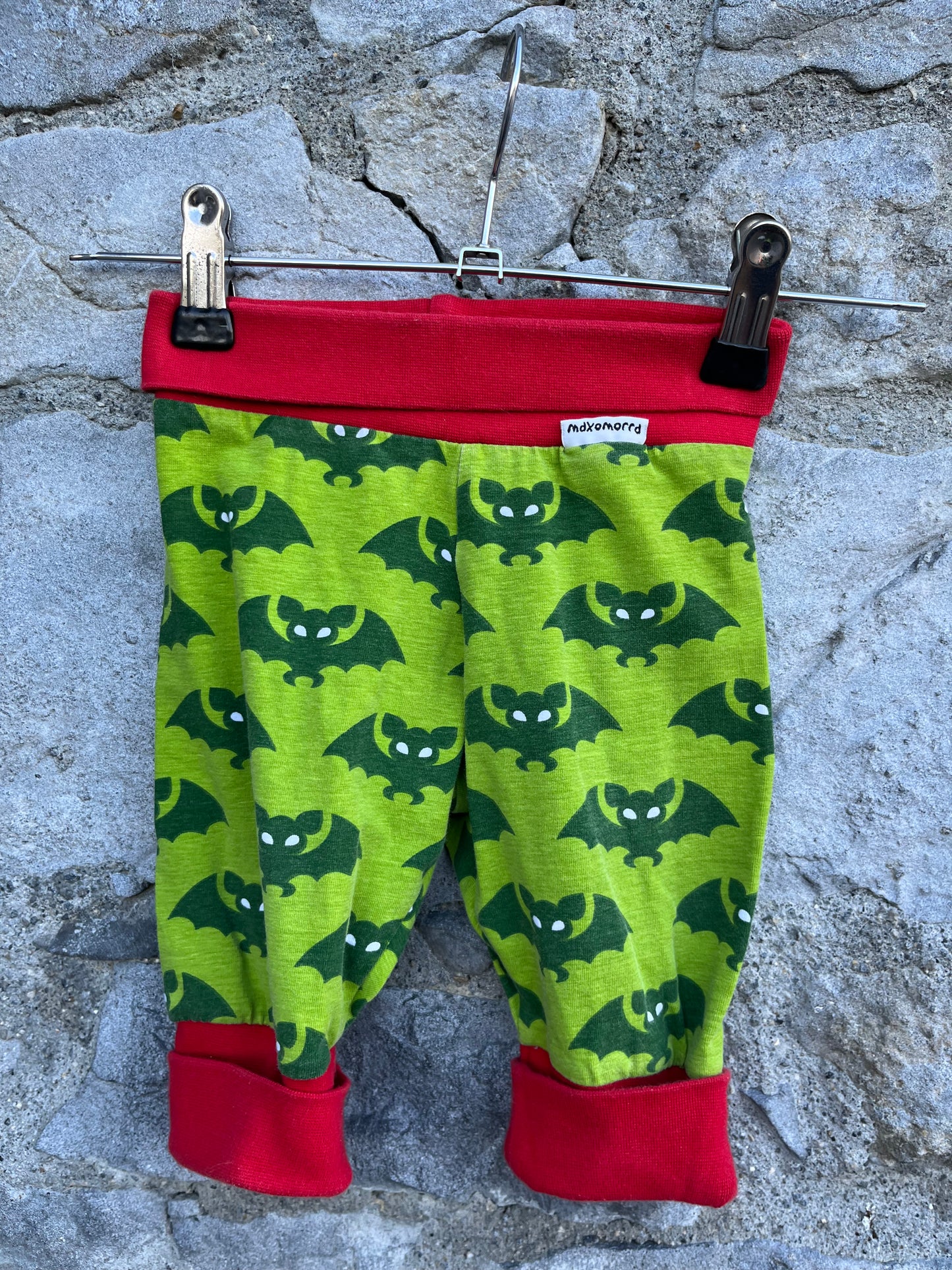 Bat green rib pants 6-9m (68-74cm)