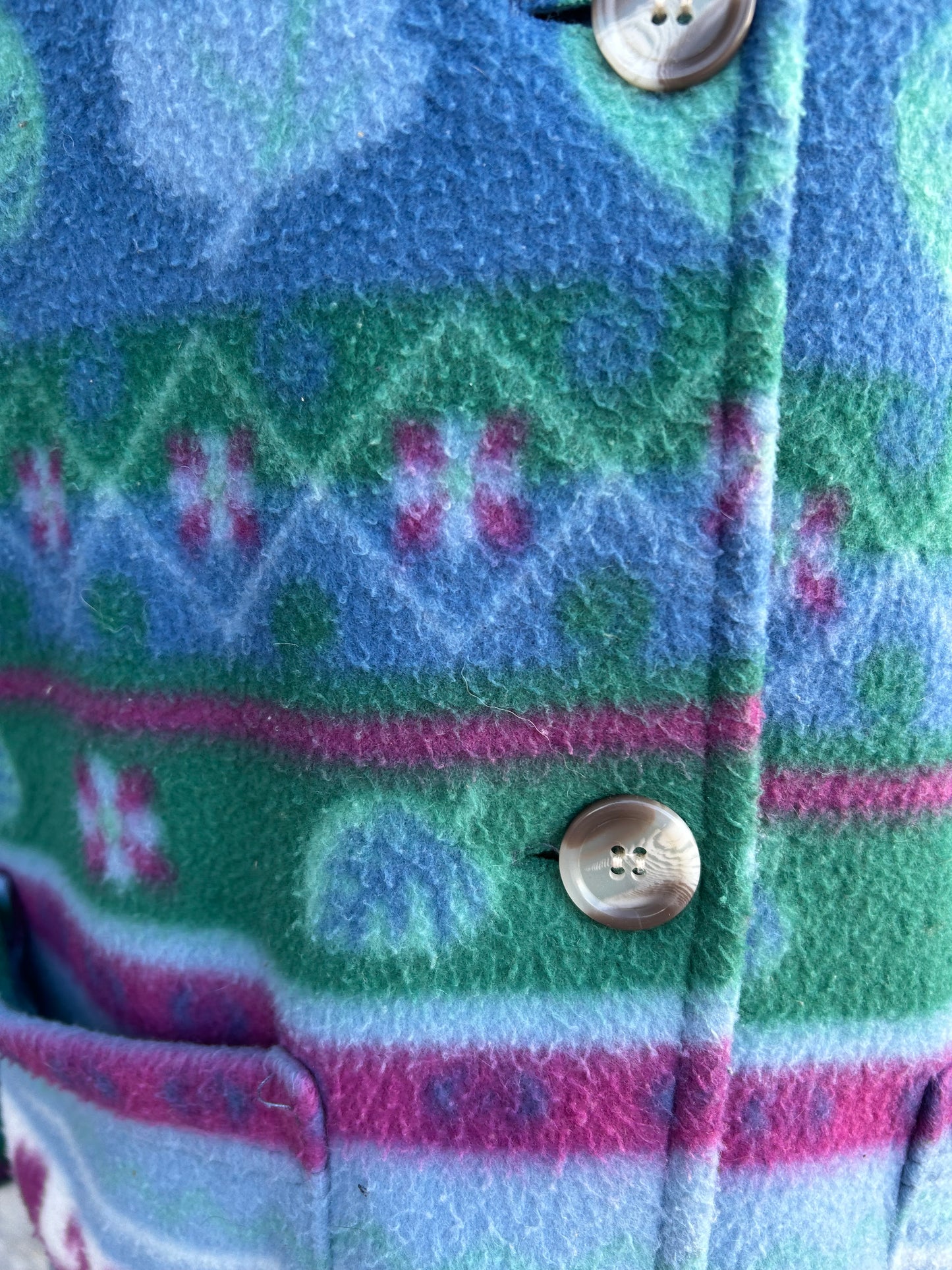 80s Green&blue geometric fleece uk 10-12