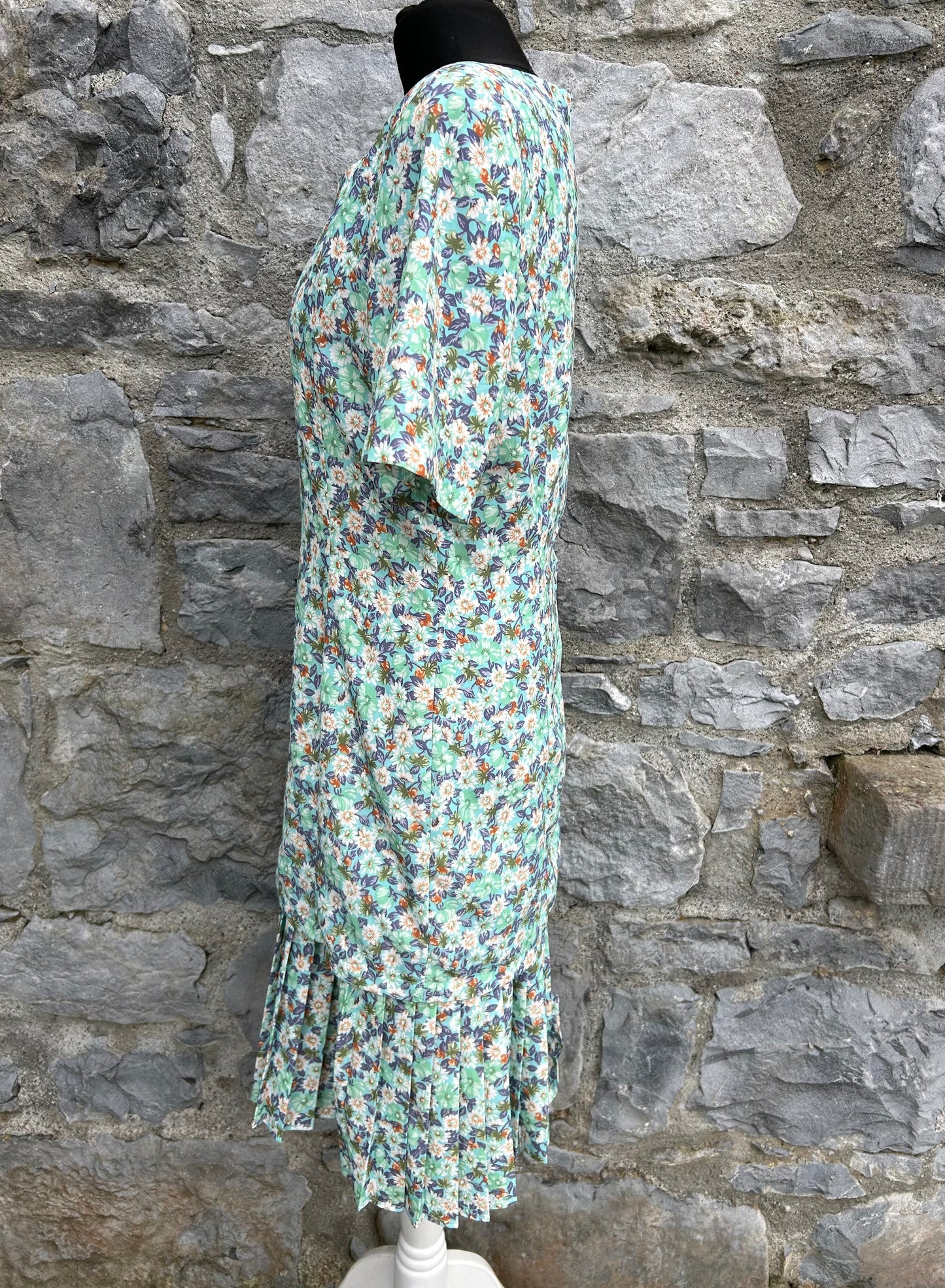 80s green flowers dress uk 10