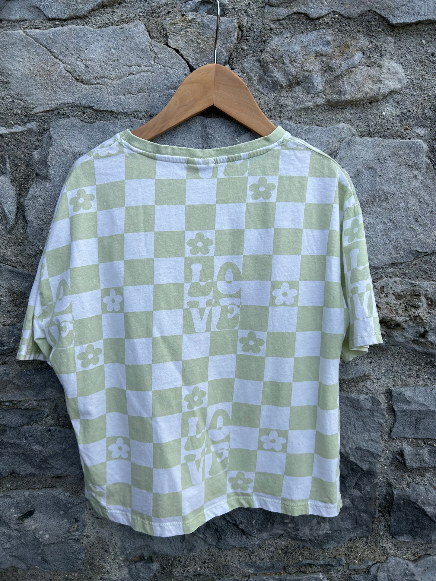 Love green check T-shirt 11-12y (146-152cm)