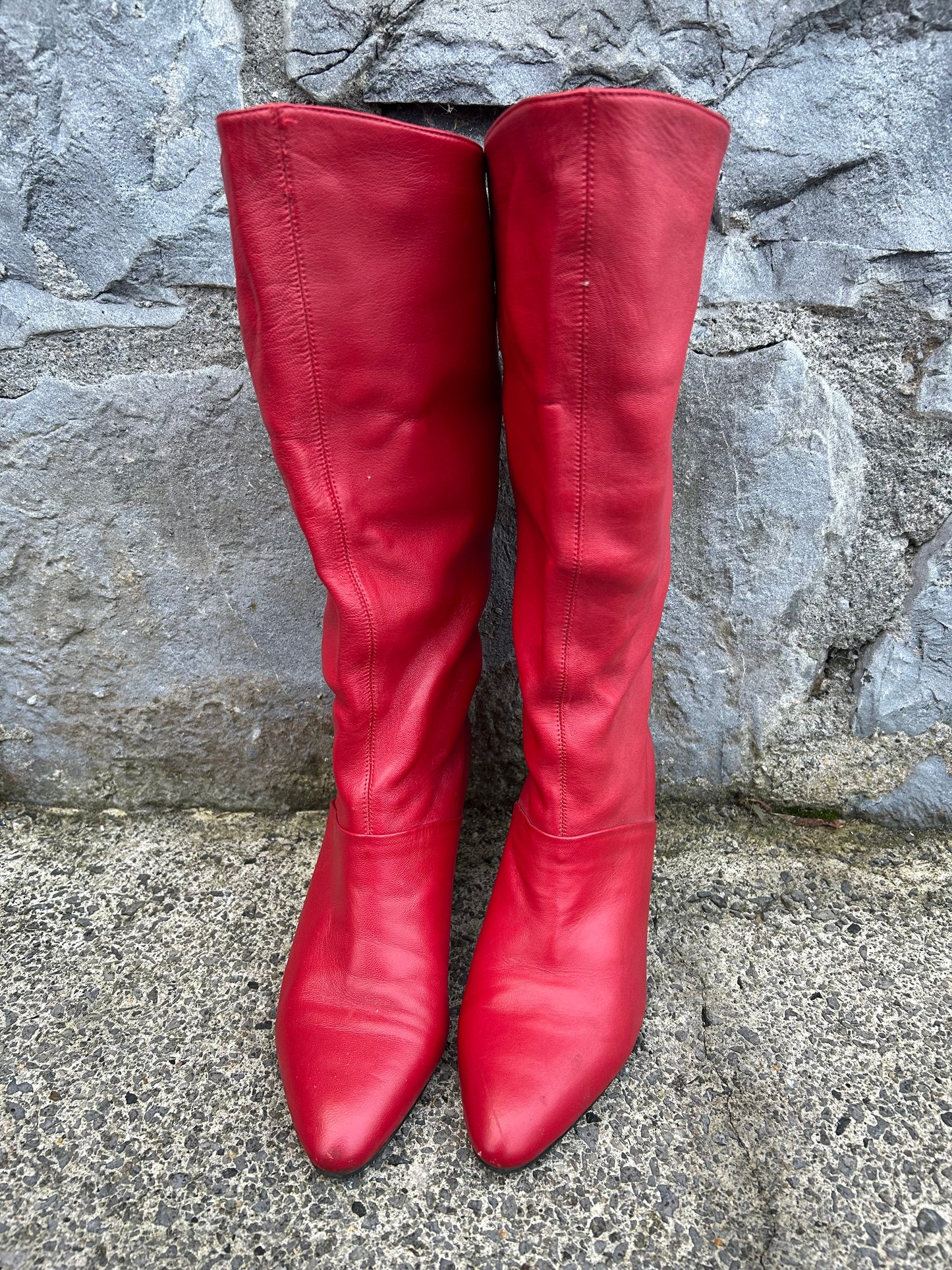 80s red leather boots uk 6 (eu 39)