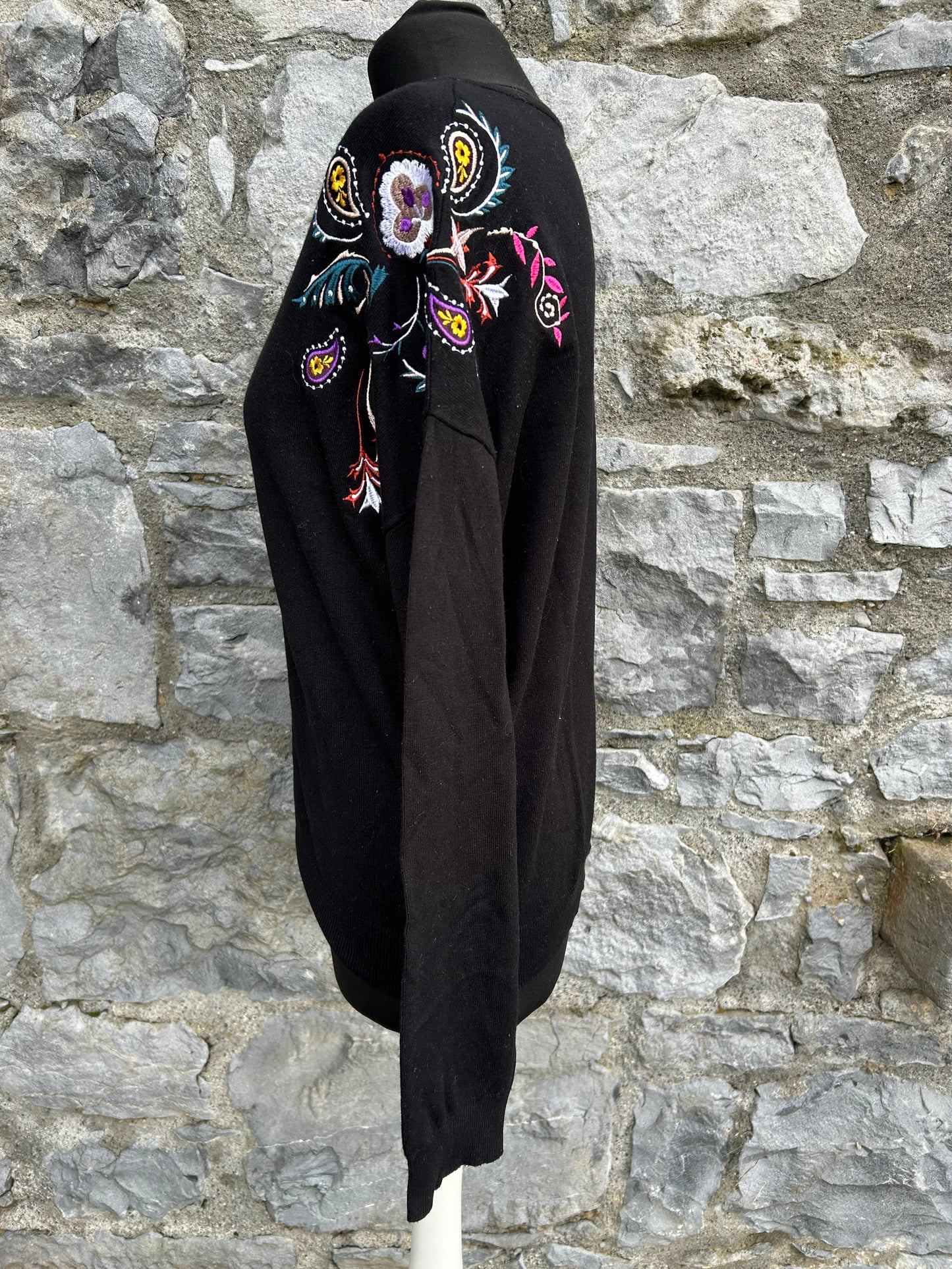 Y2K embroidered black jumper uk 10-12
