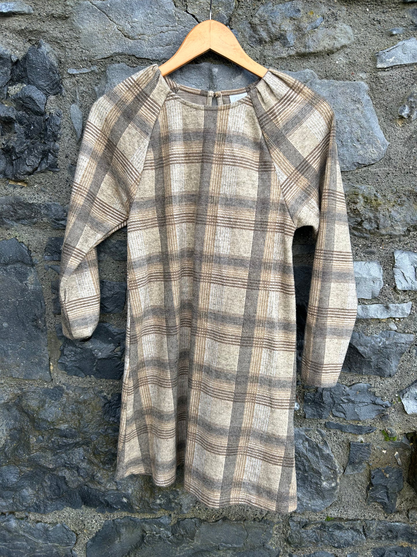 Beige&brown check dress 13-14y (158-164cm)