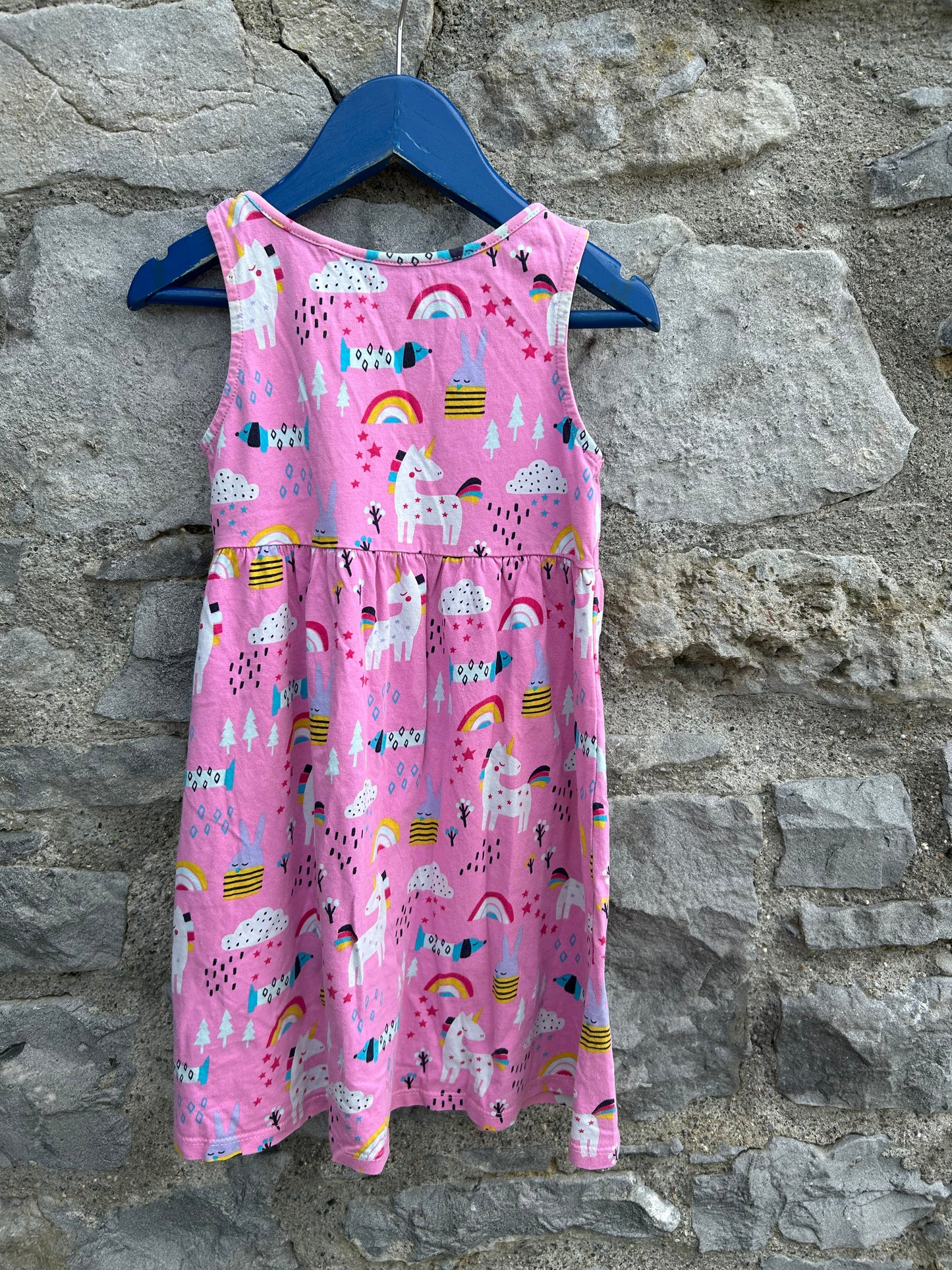 Unicorn&rainbow pink dress fit 5-6y (110-116cm)