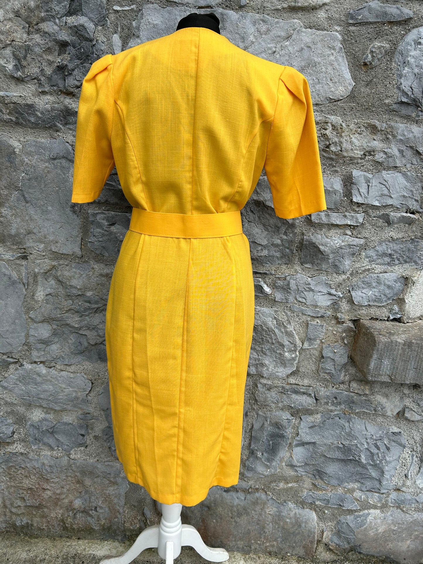 80s Yellow button up dress uk 6-8