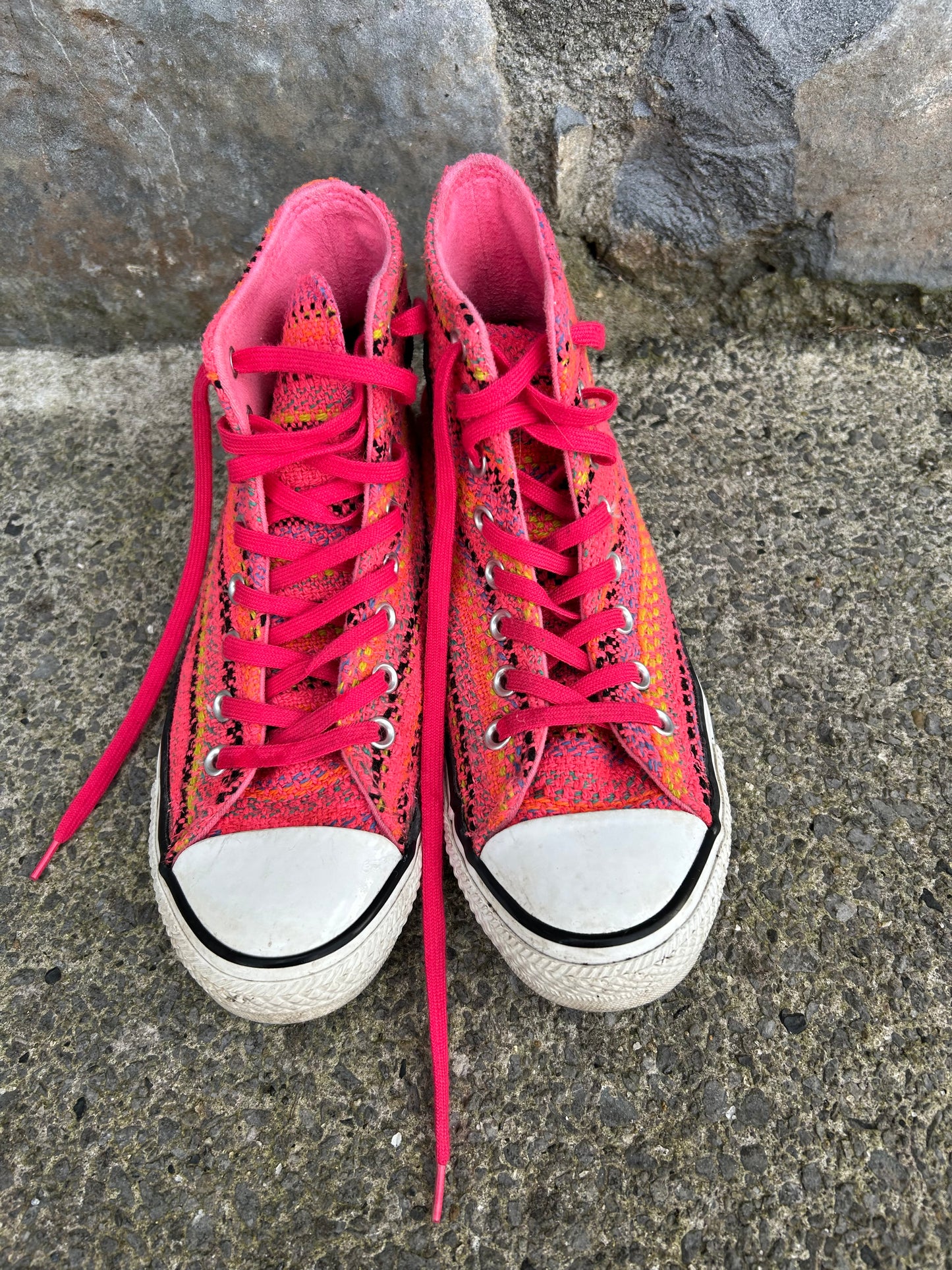 Pink woven high top trainers uk 6.5 (eu 40)