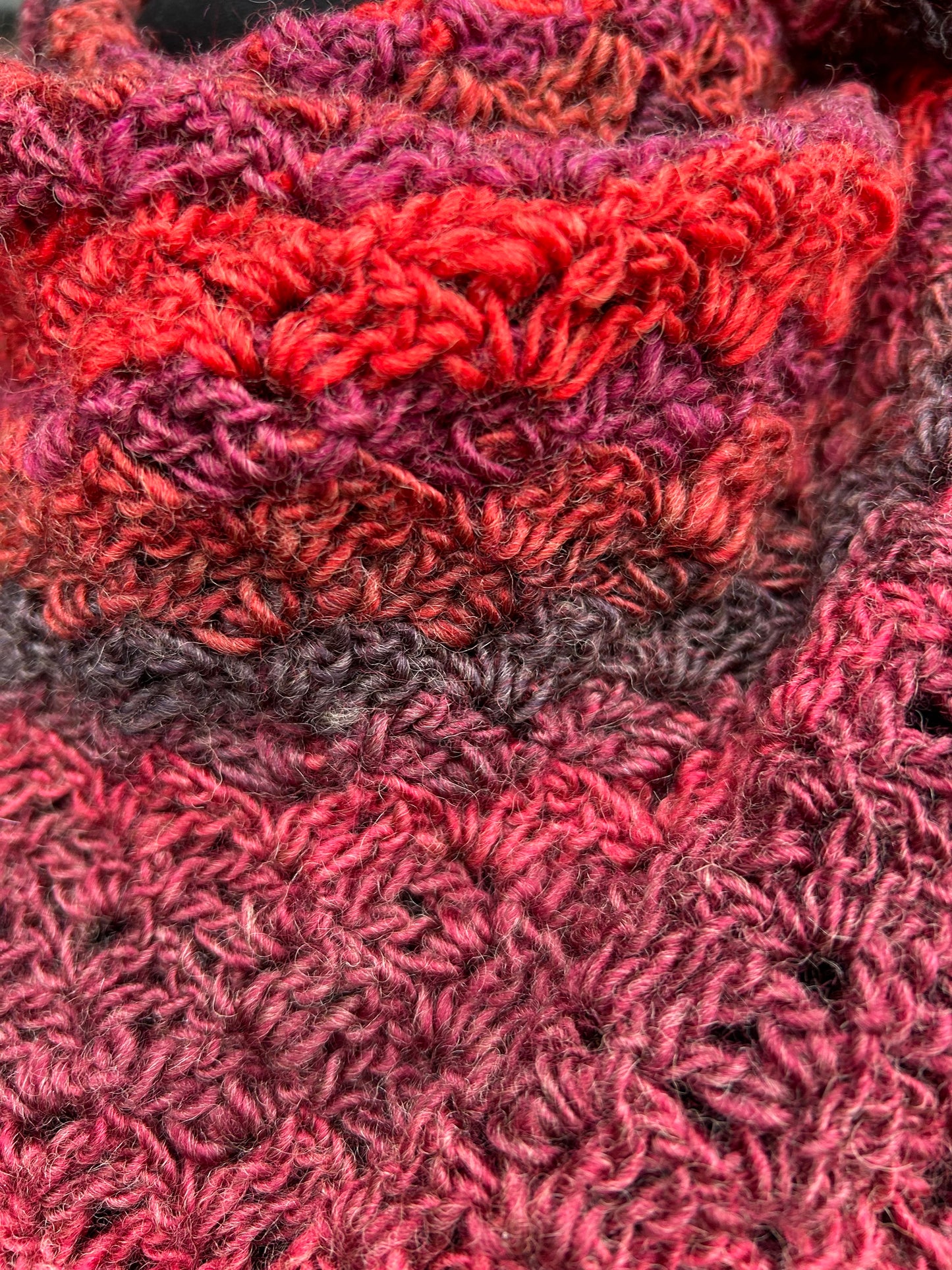 Red crochet scarf