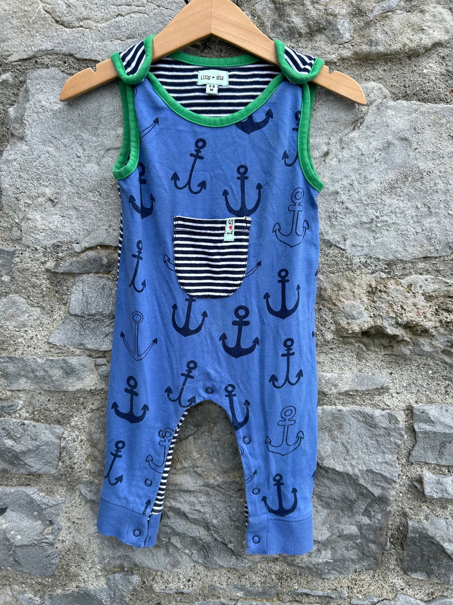 Anchor blue dungarees 3-6m (62-68cm)