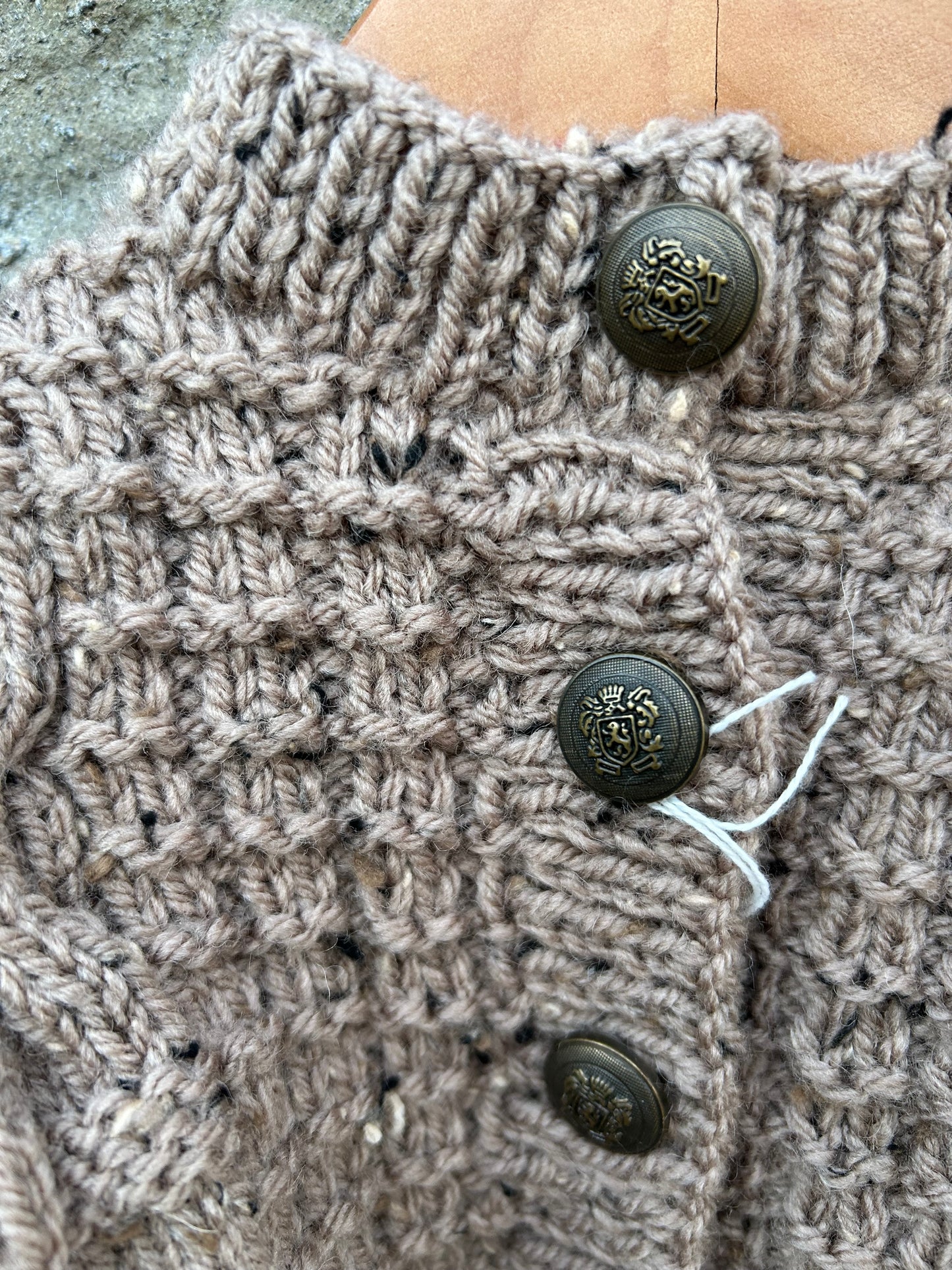 Brown Aran style cardigan 12-18m (80-86cm)