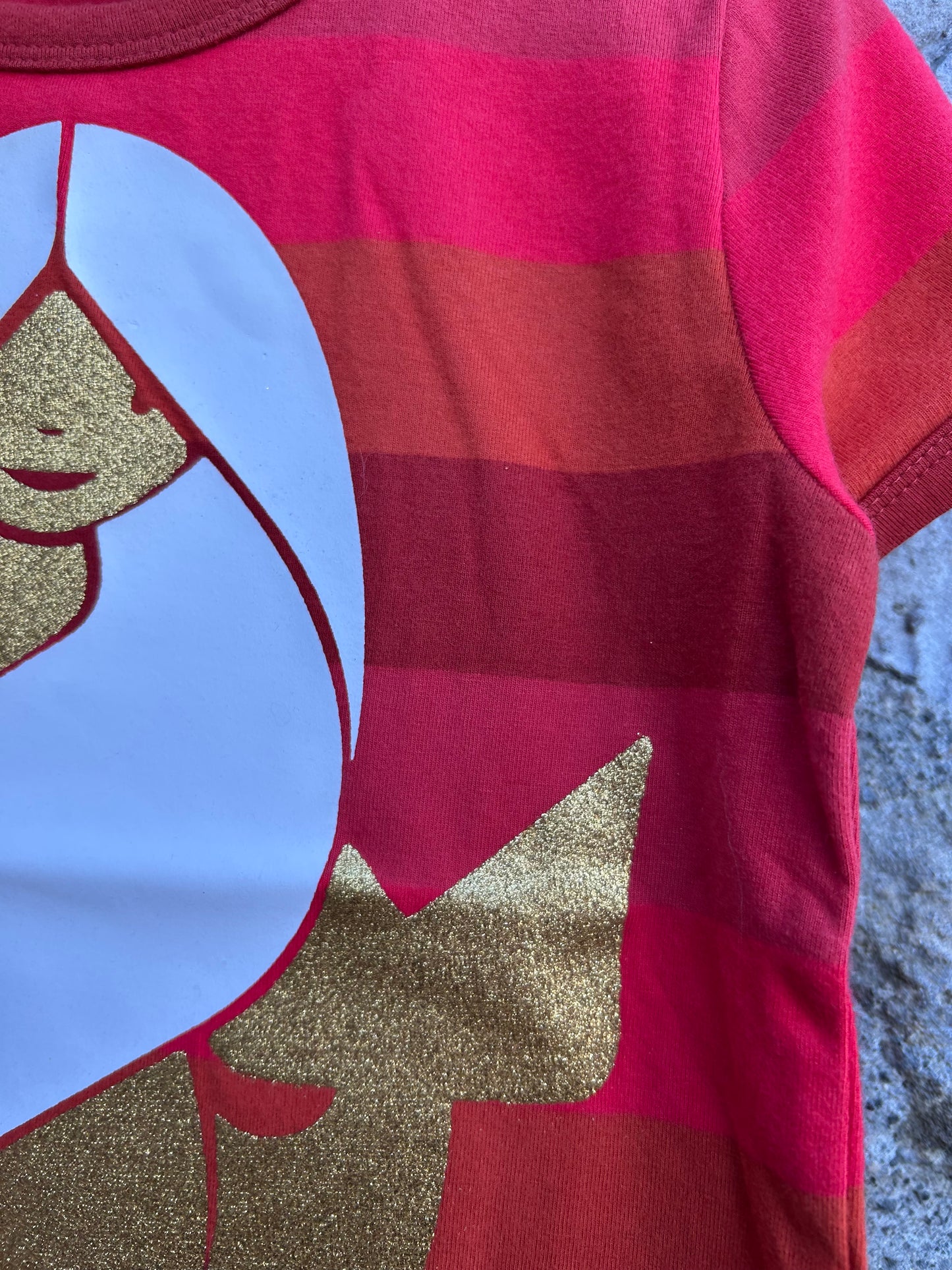 Gold mermaid red stripy T-shirt 4y (104cm)