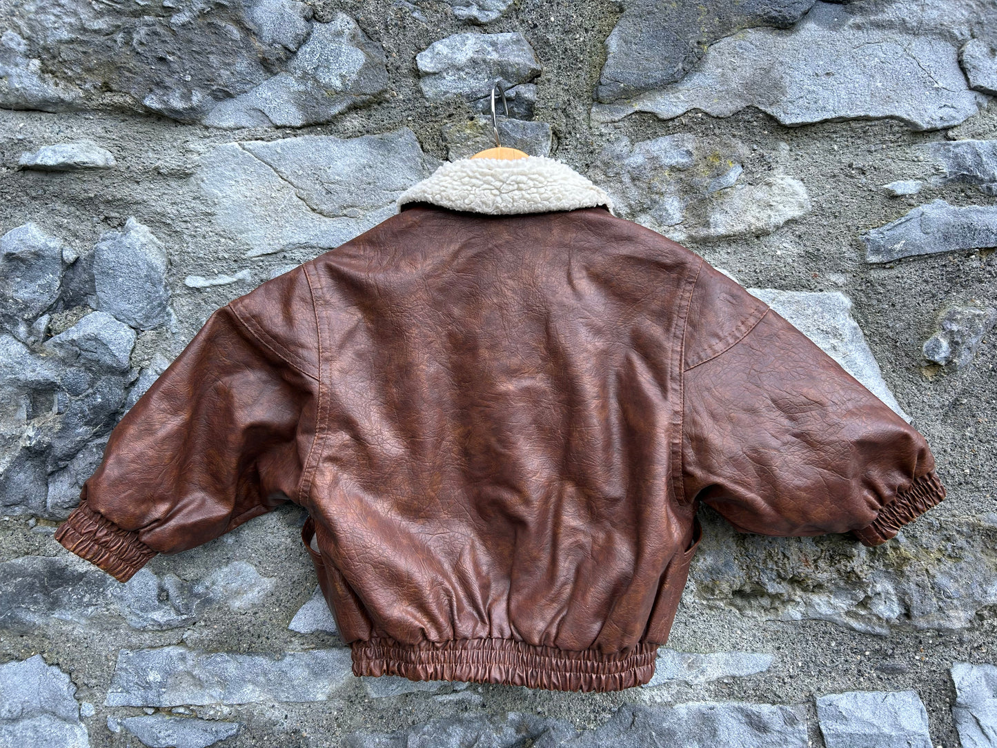 80s brown leather aviator jacket 18m (86cm)