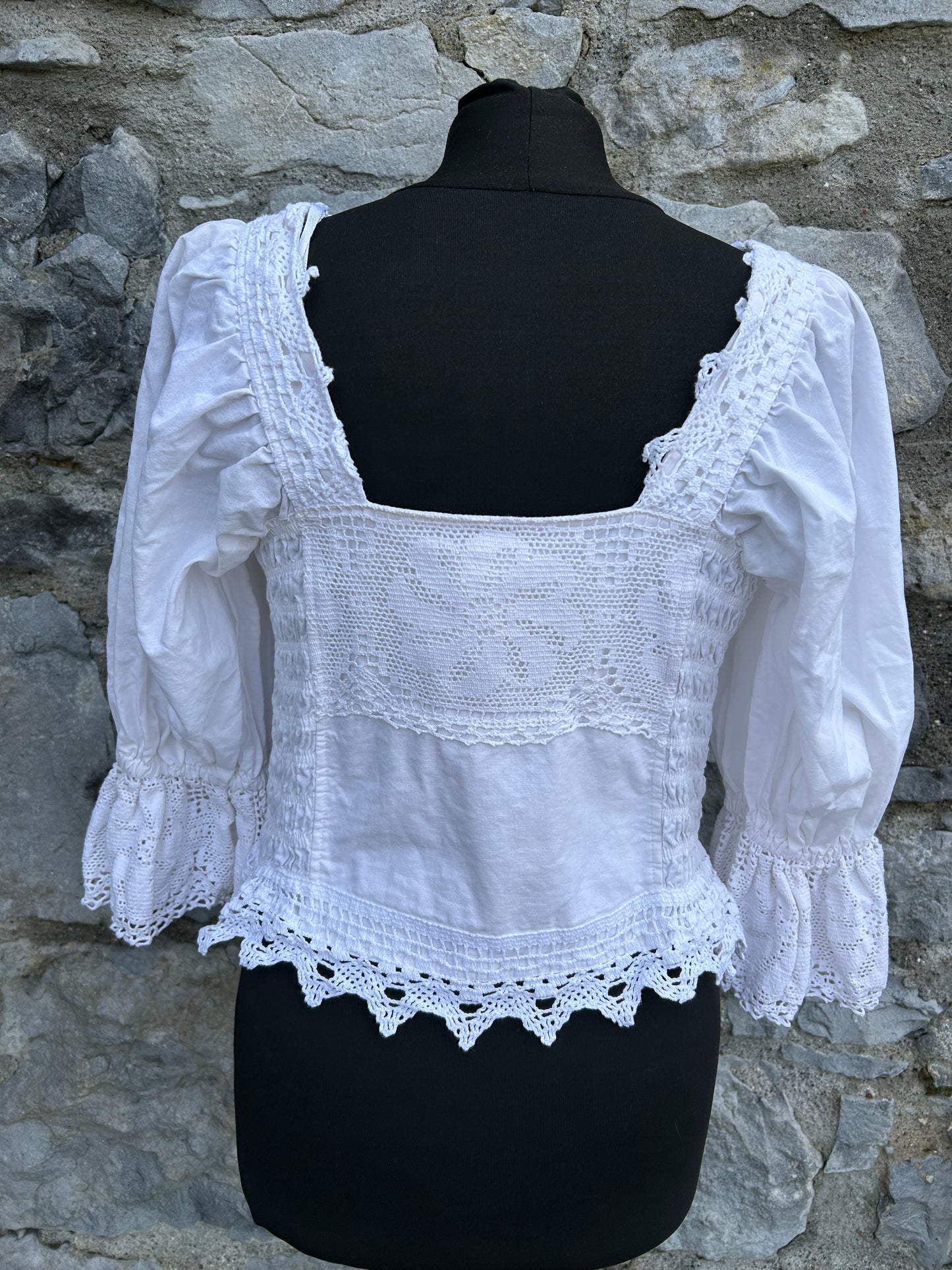 80s white folk blouse uk 8-10