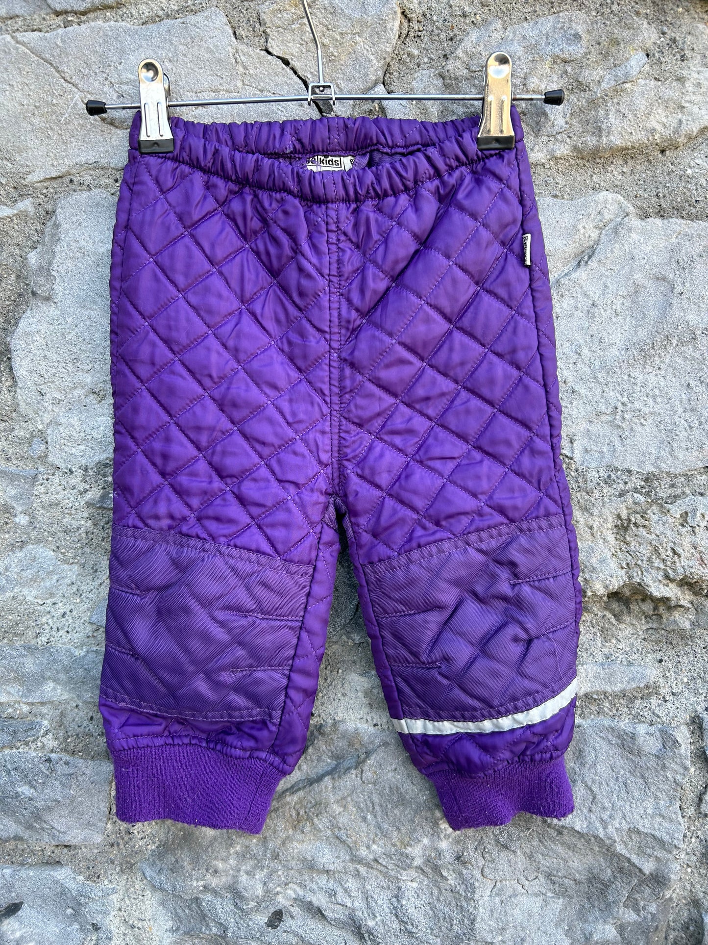 Purple quilted thermal pants 12m (80cm)