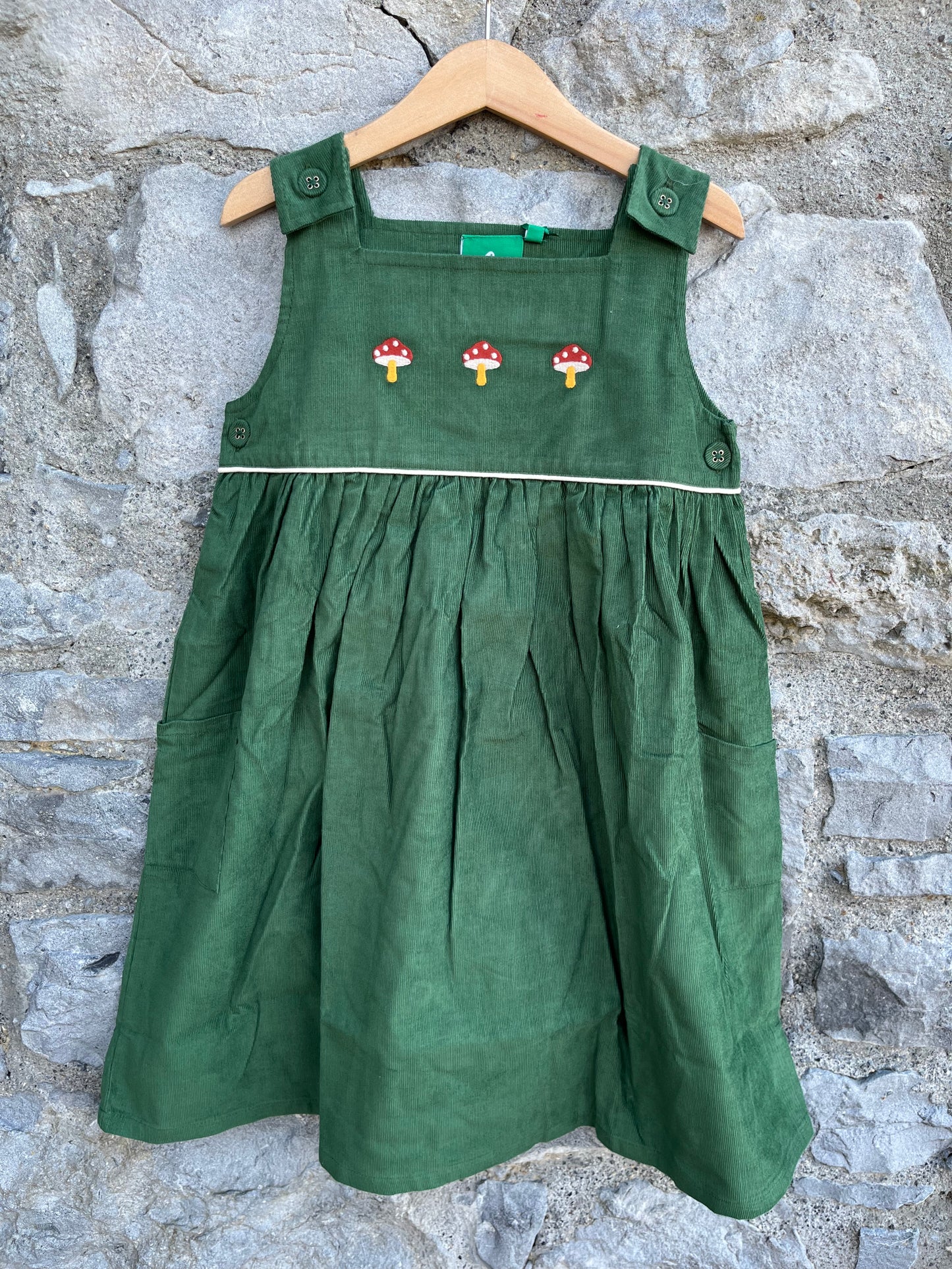 Mushroom green cord pinafore 5-6y (110-116cm)