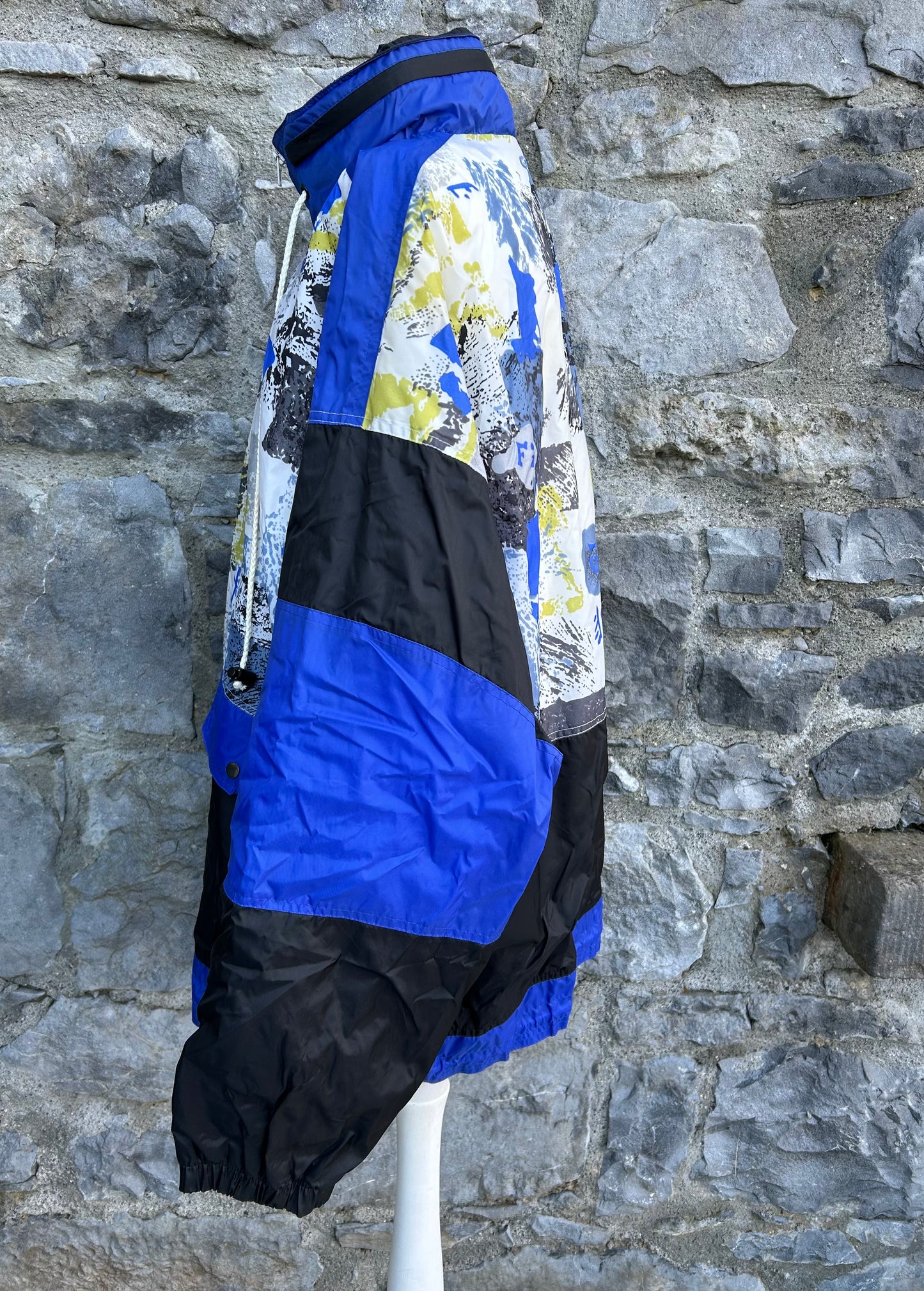 80s Blue&black geometric jacket L/XL