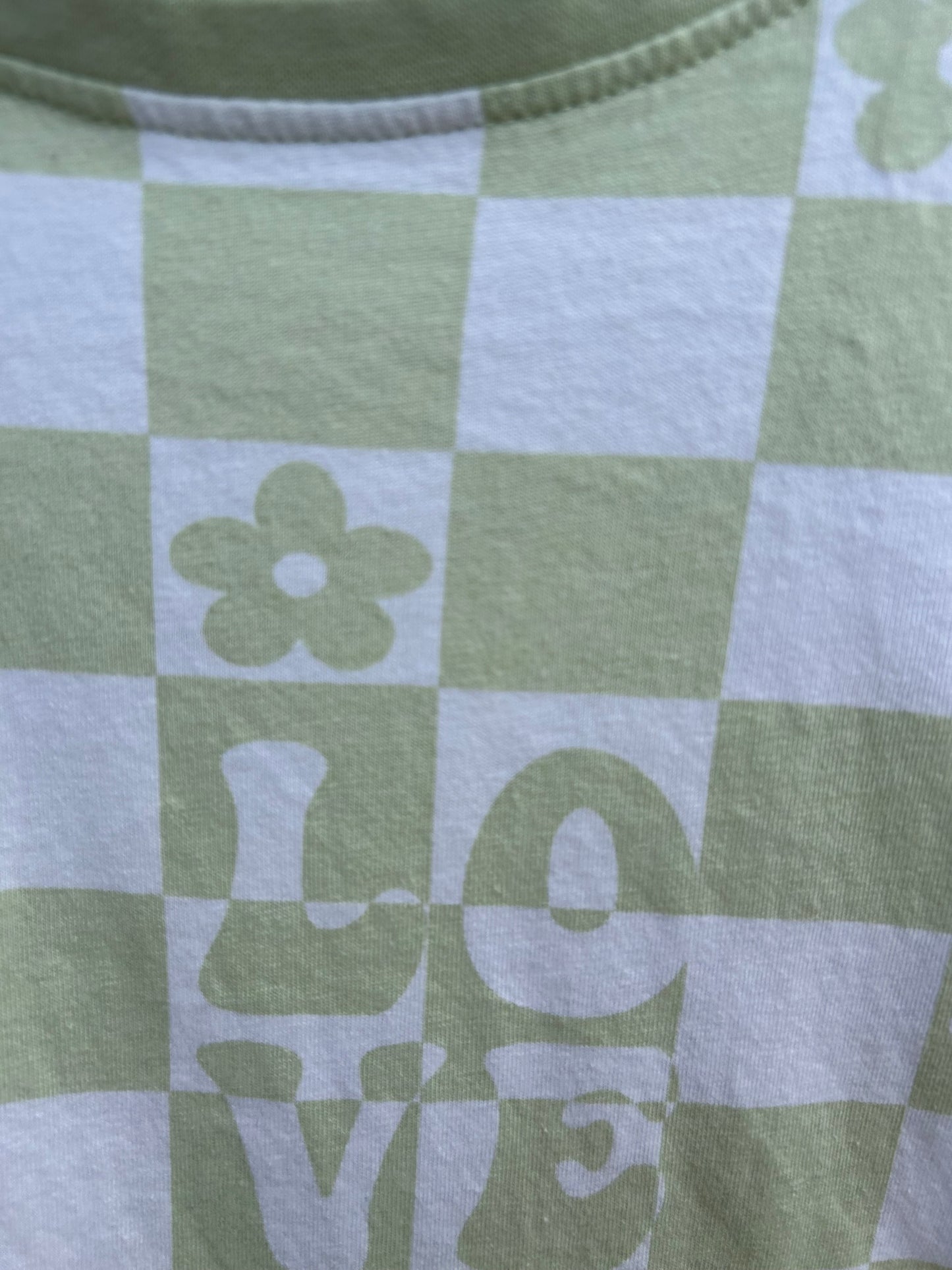 Love green check T-shirt 11-12y (146-152cm)