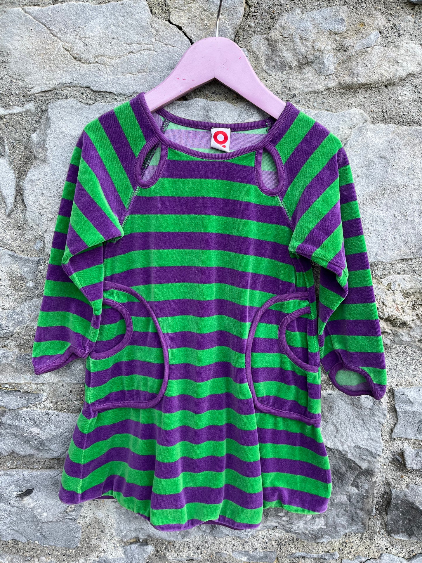 Green&purple velour dress 3y (98cm)