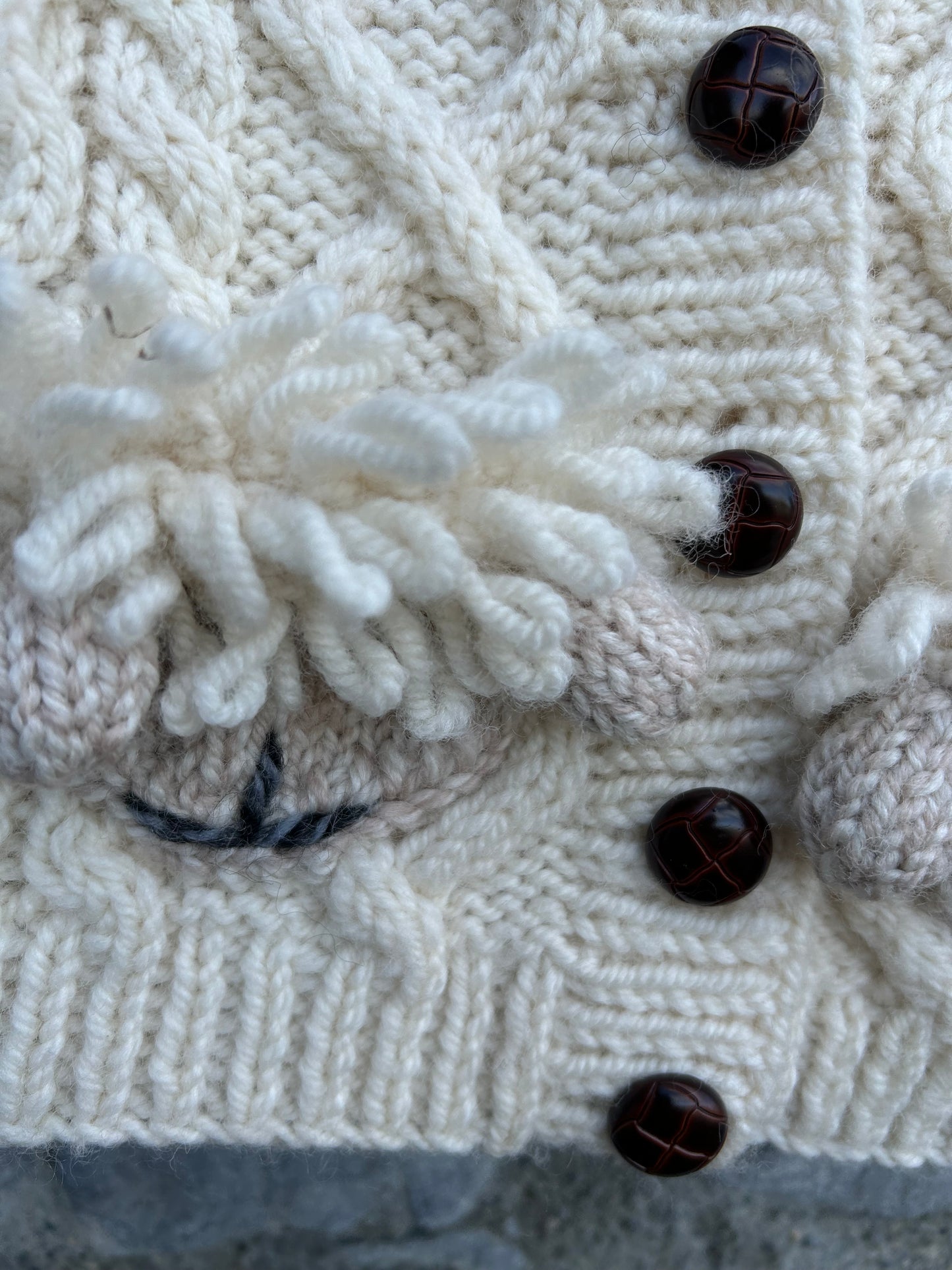 Aran style cream cardigan 6-12m (68-80cm)