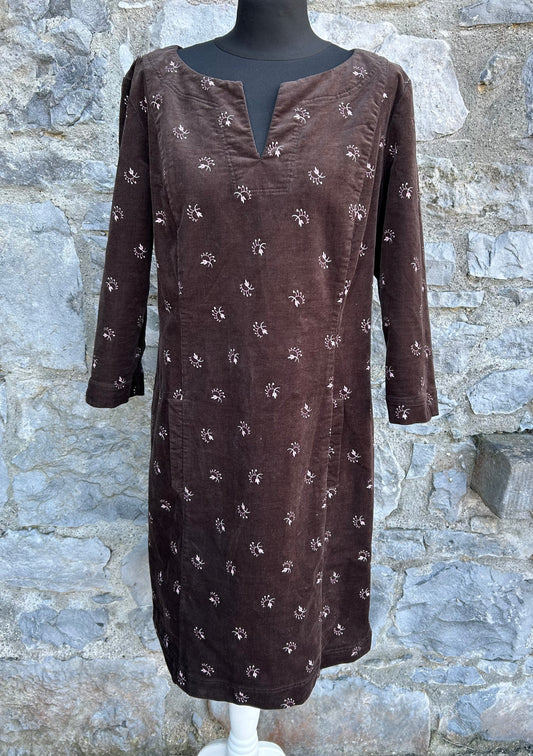 Brown floral cord dress uk 14