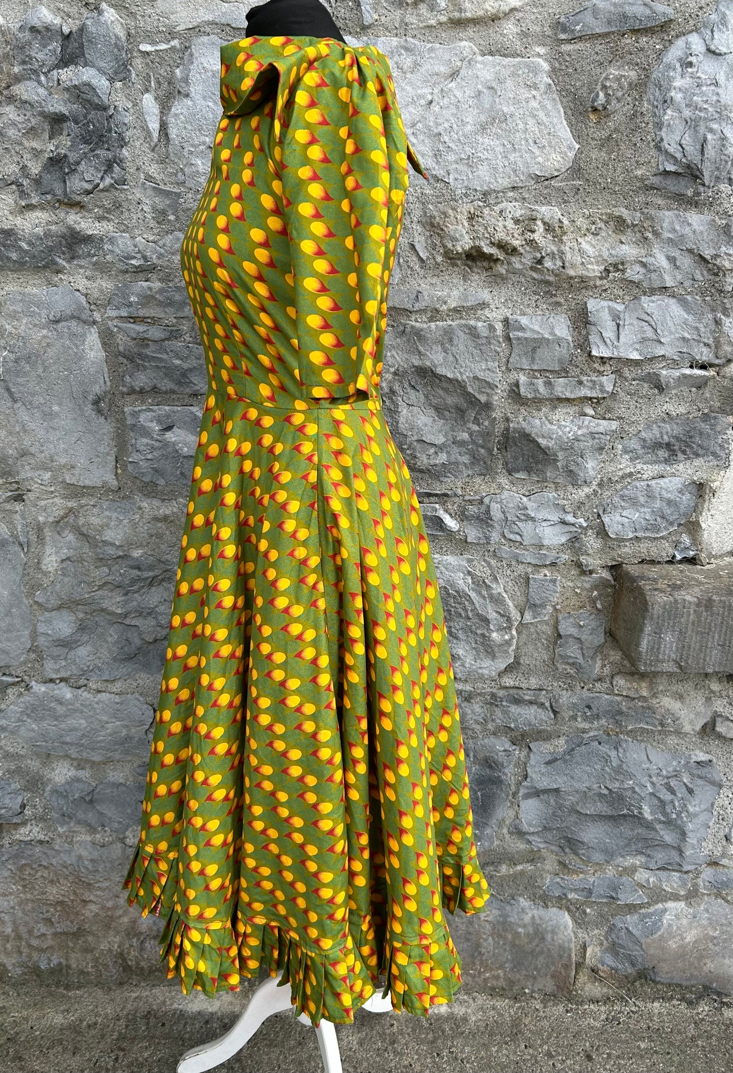 Yellow drops green dress uk 4-6