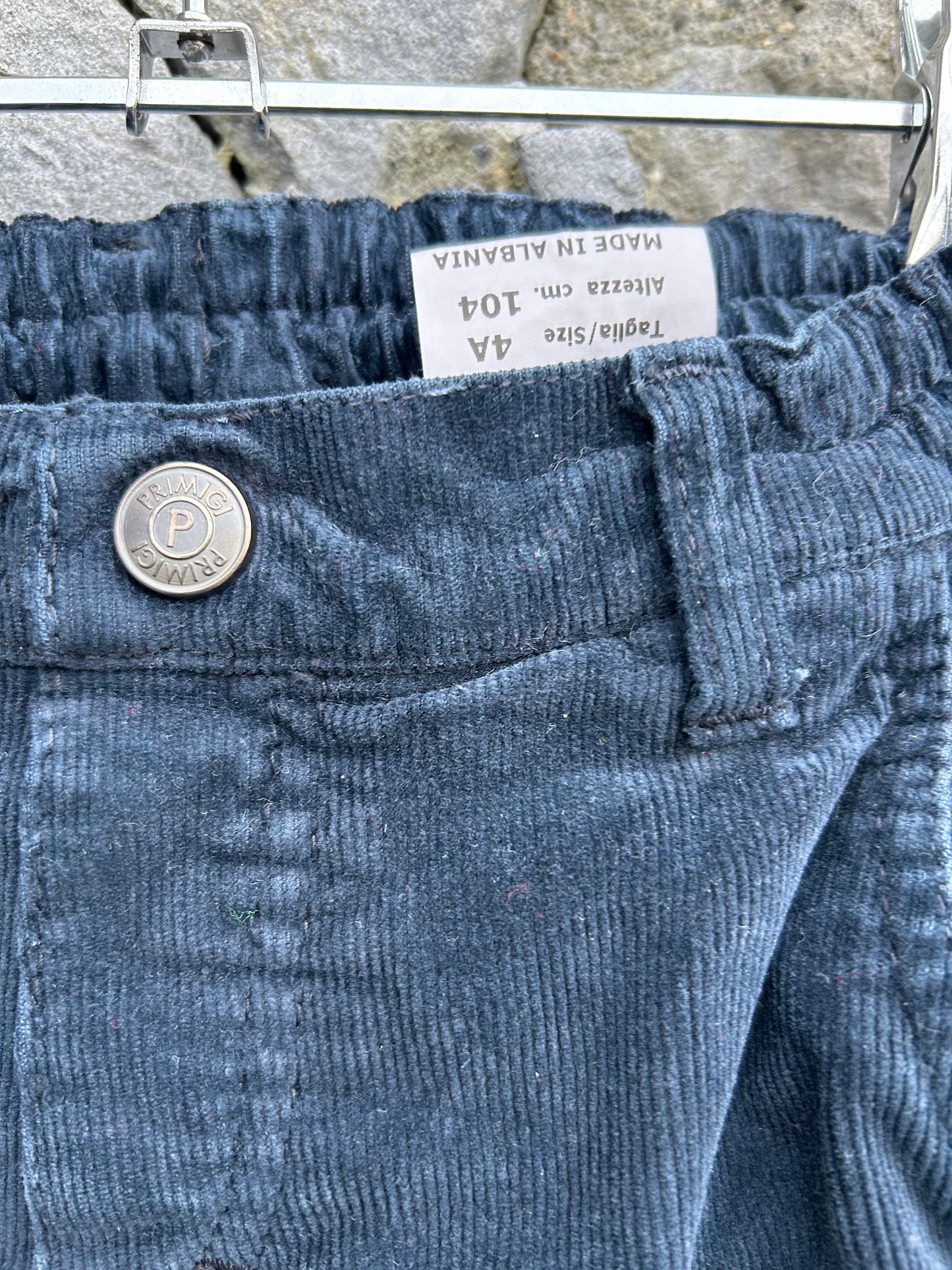 Navy lined cords 4y (104cm)