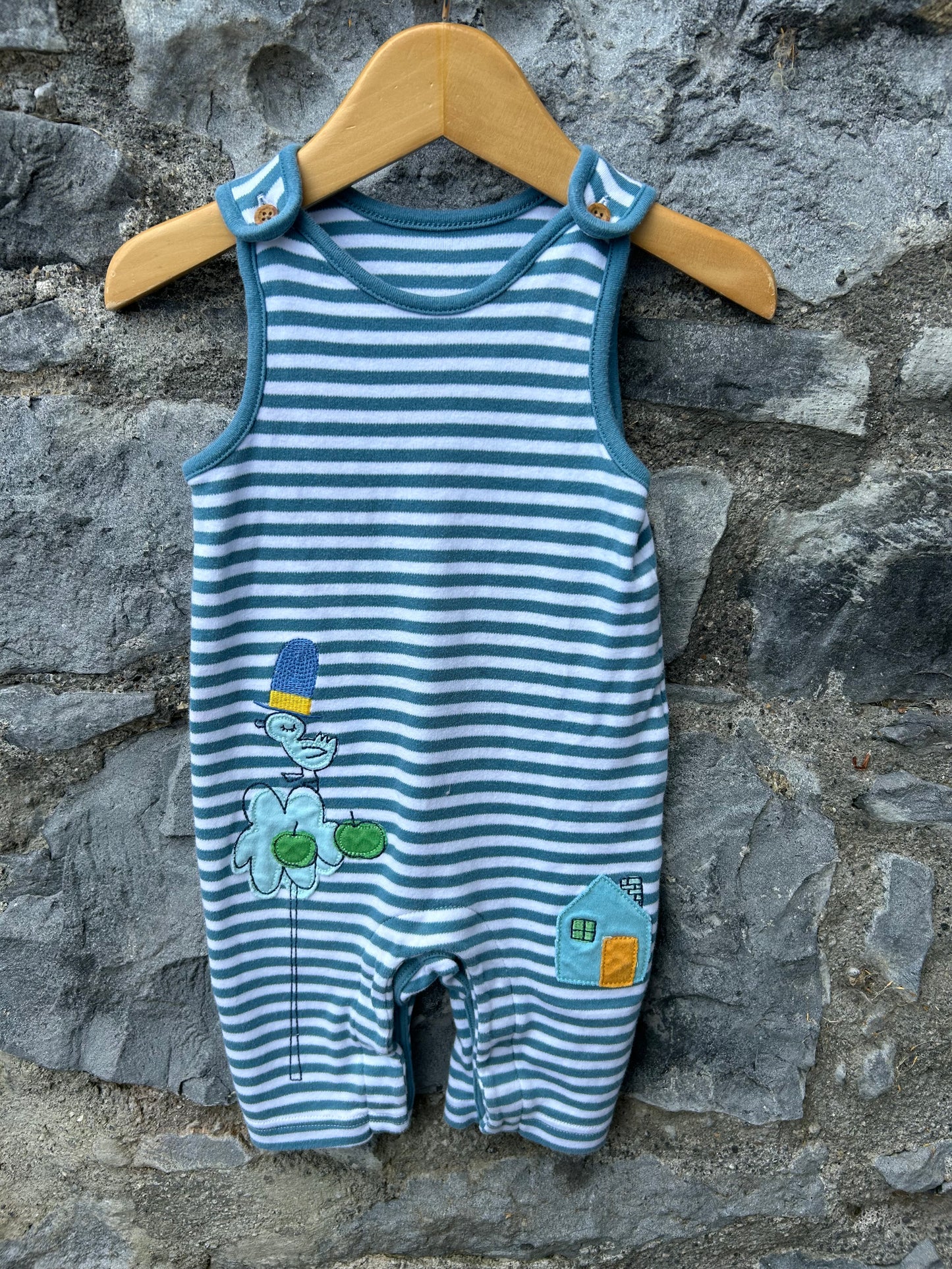 Blue stripy dungarees 3-6m (62-68cm)