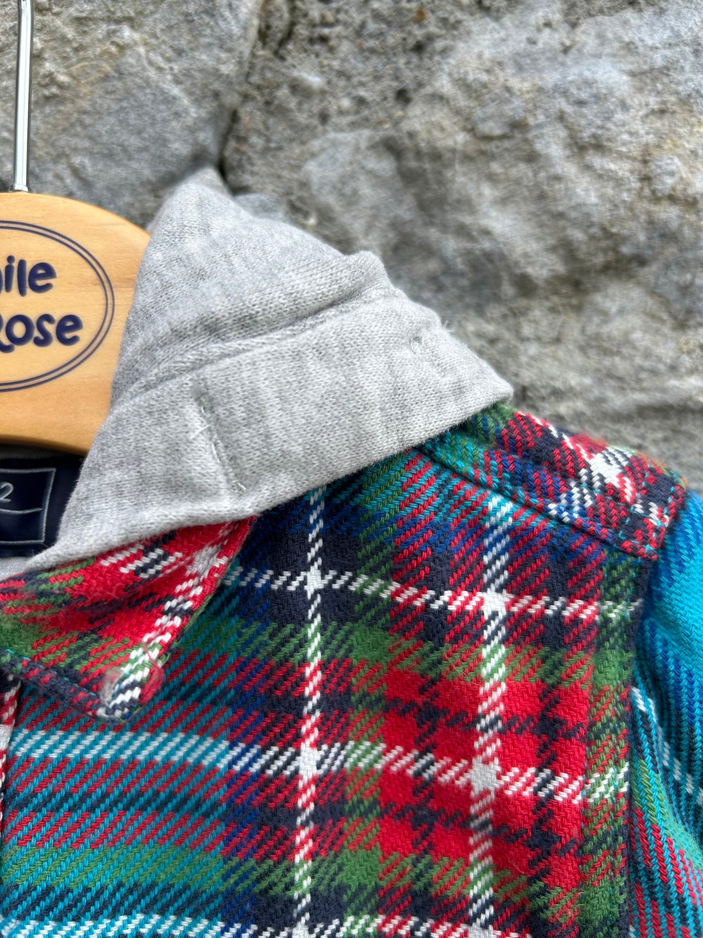 Red&blue flannel hooded shirt 18-24m (86-92cm)