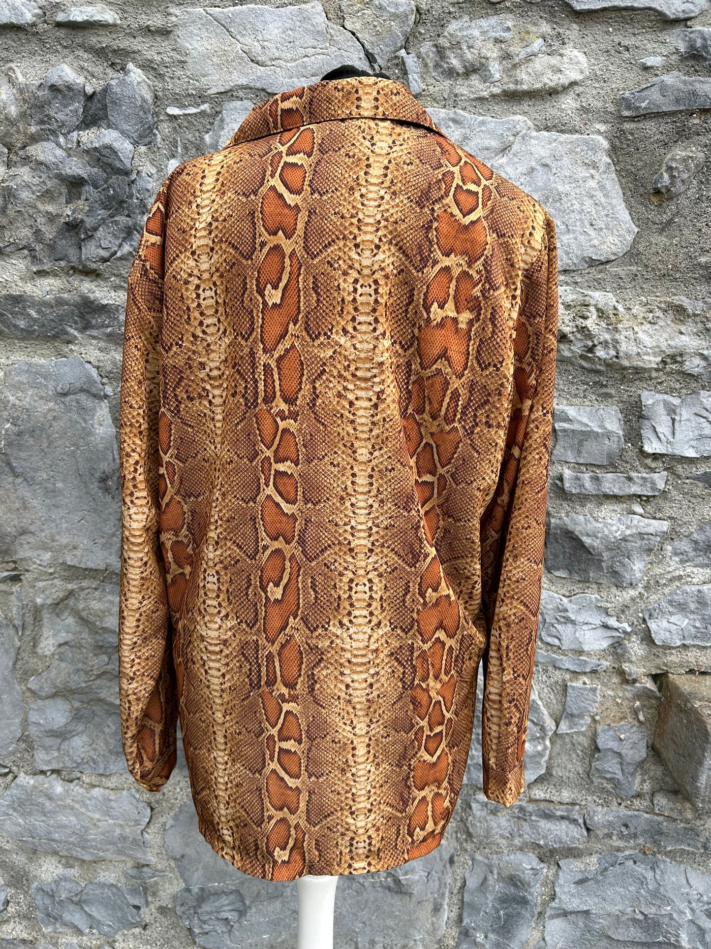 90s brown snake print shirt uk 14
