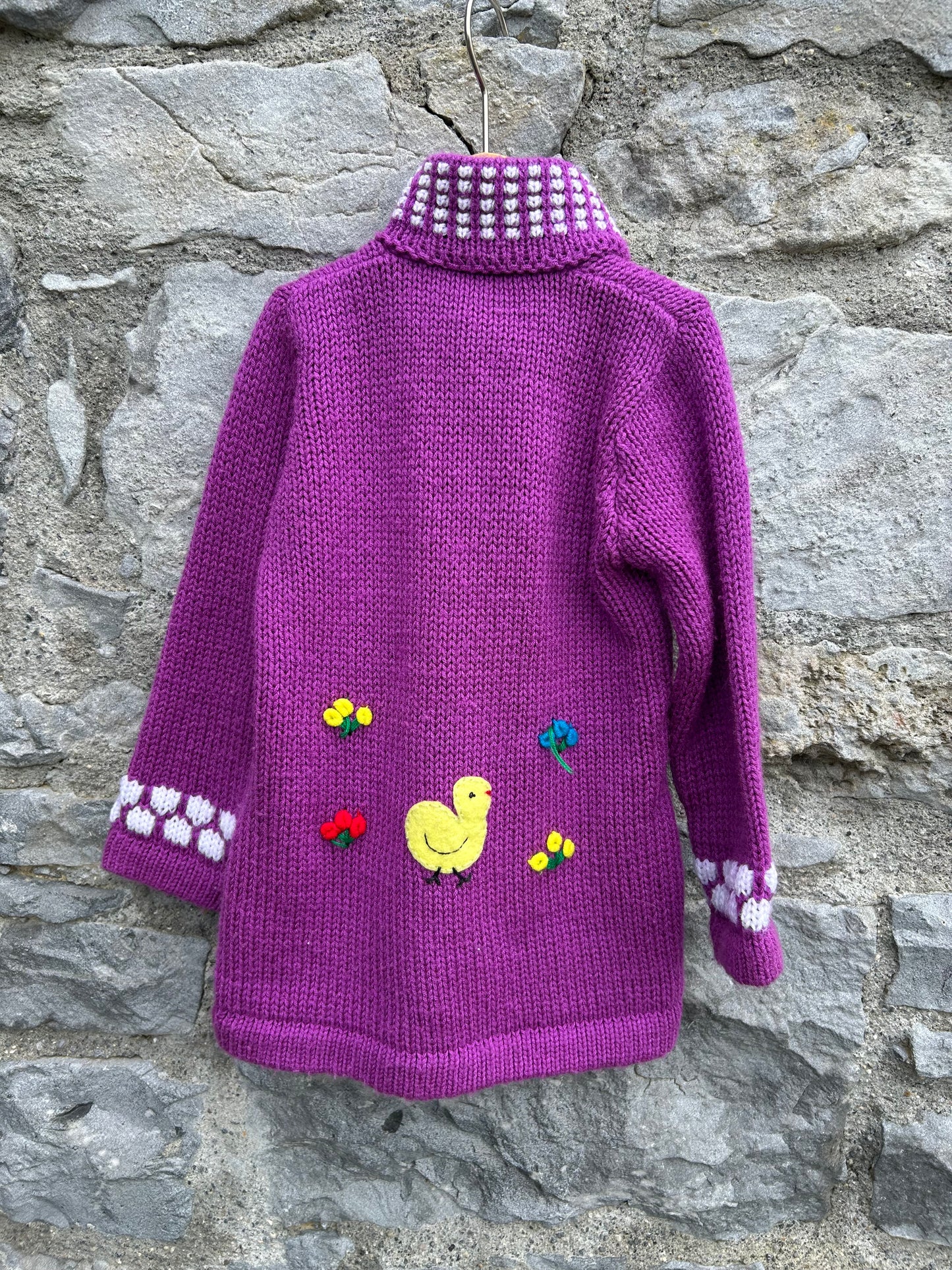 Animals purple long cardigan 3y (98cm)