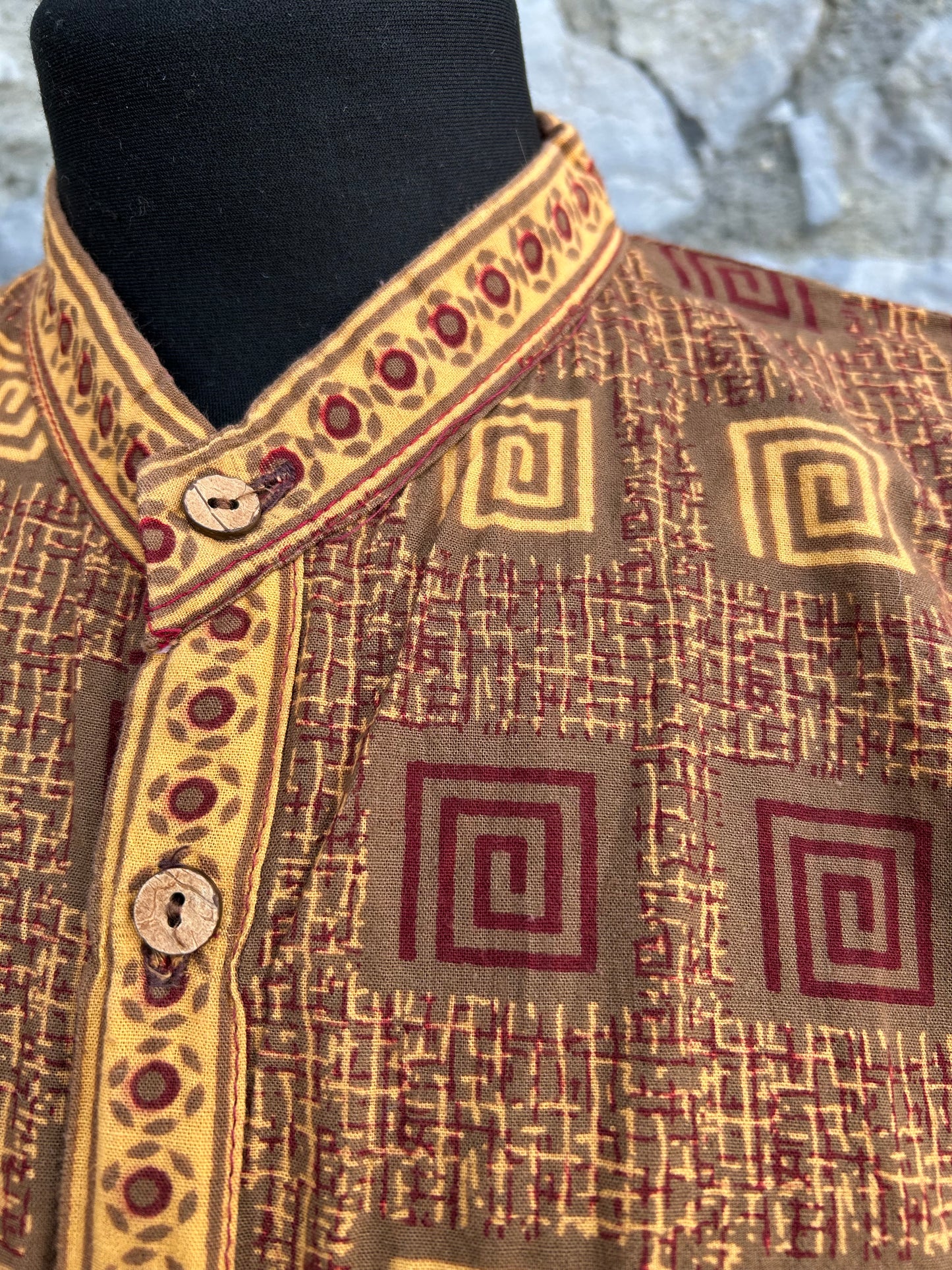 90s brown squares shirt uk 12