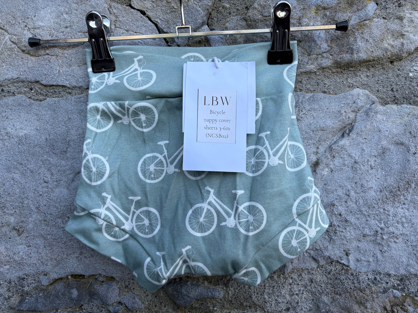 Grey bicycles nappy cover shorts 3-6m (62-68cm)