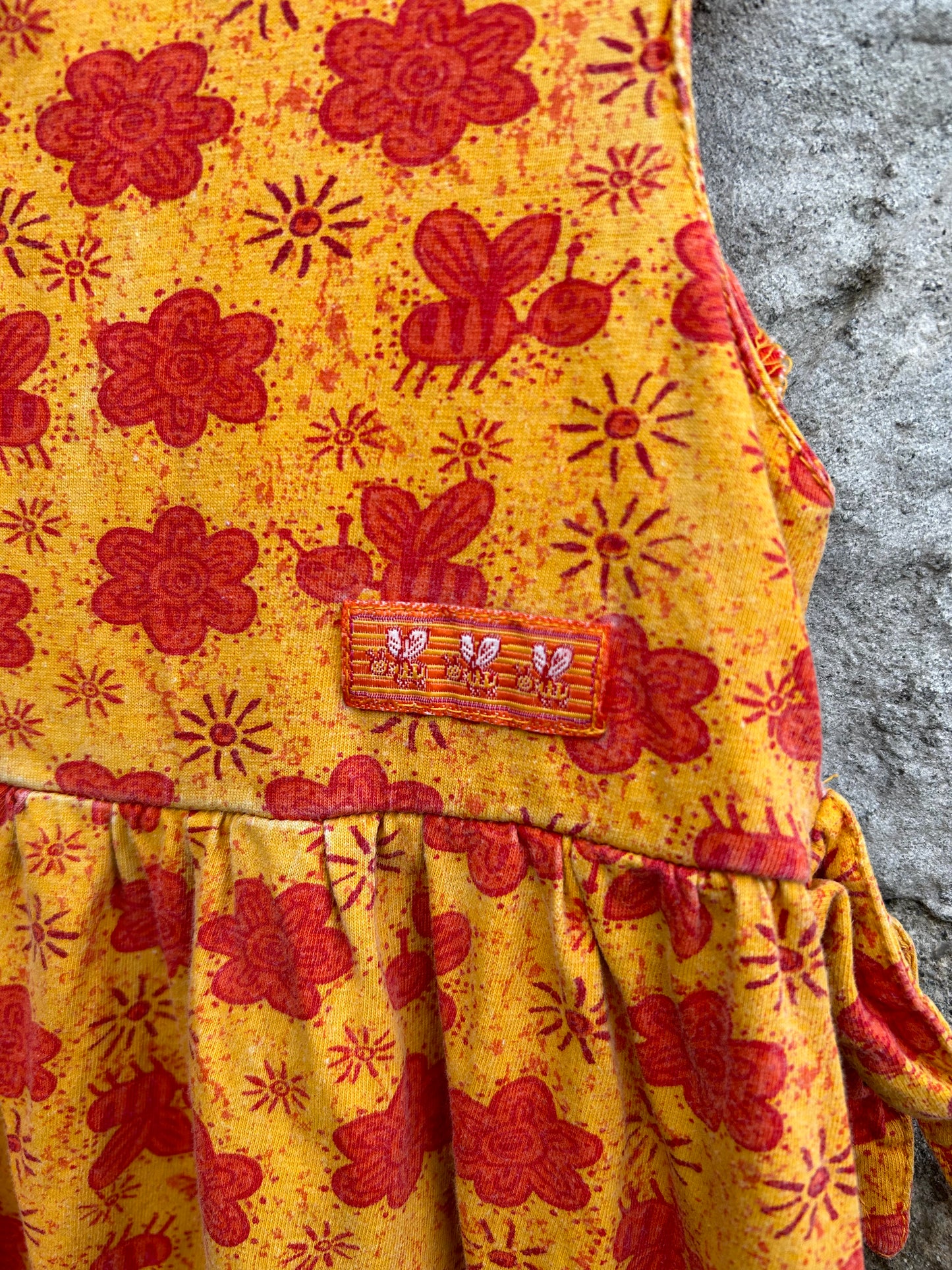 90s floral orange dress 18-24m (86-92cm)
