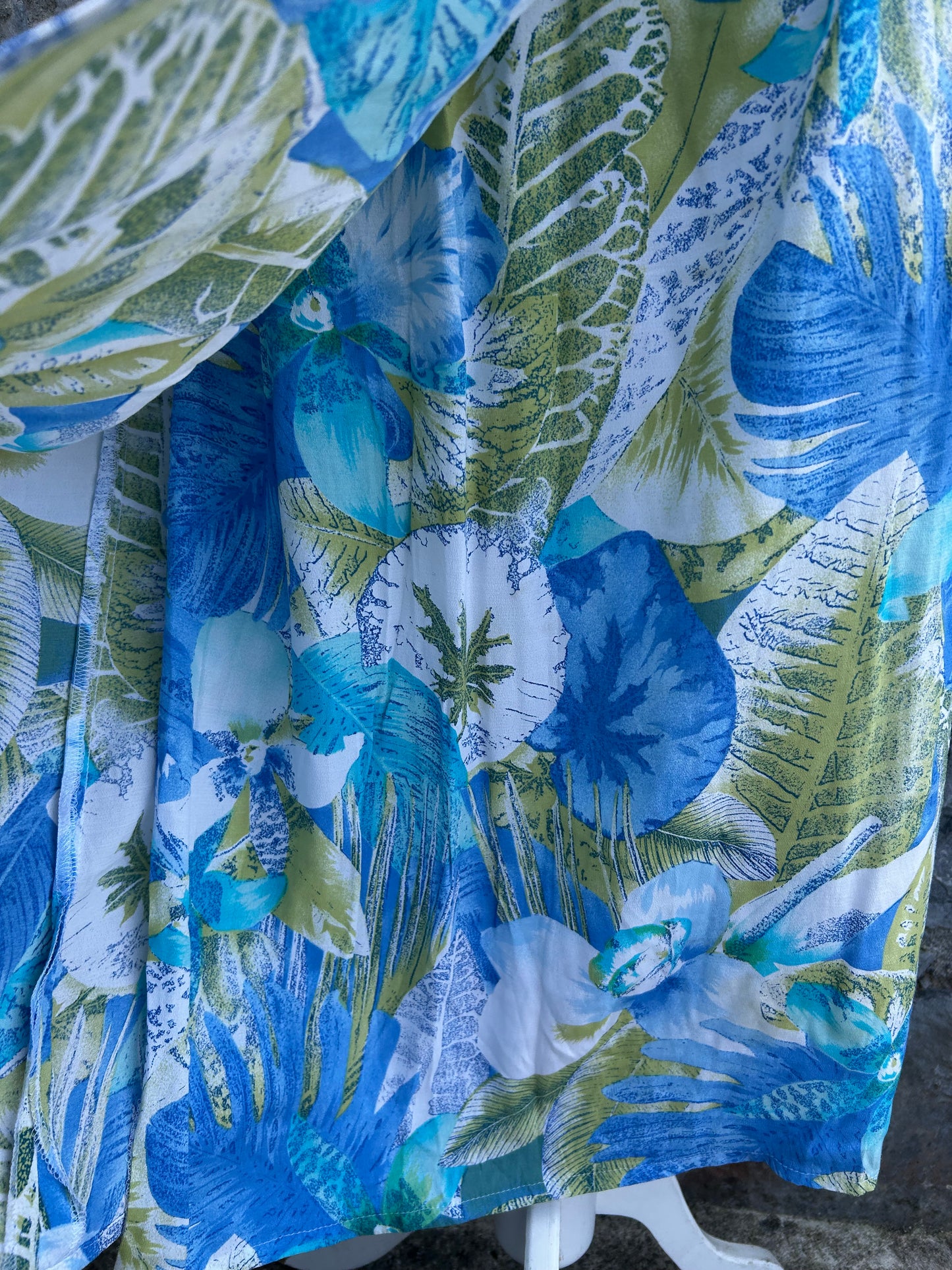 80s blue flowers&leaves skirt uk 10