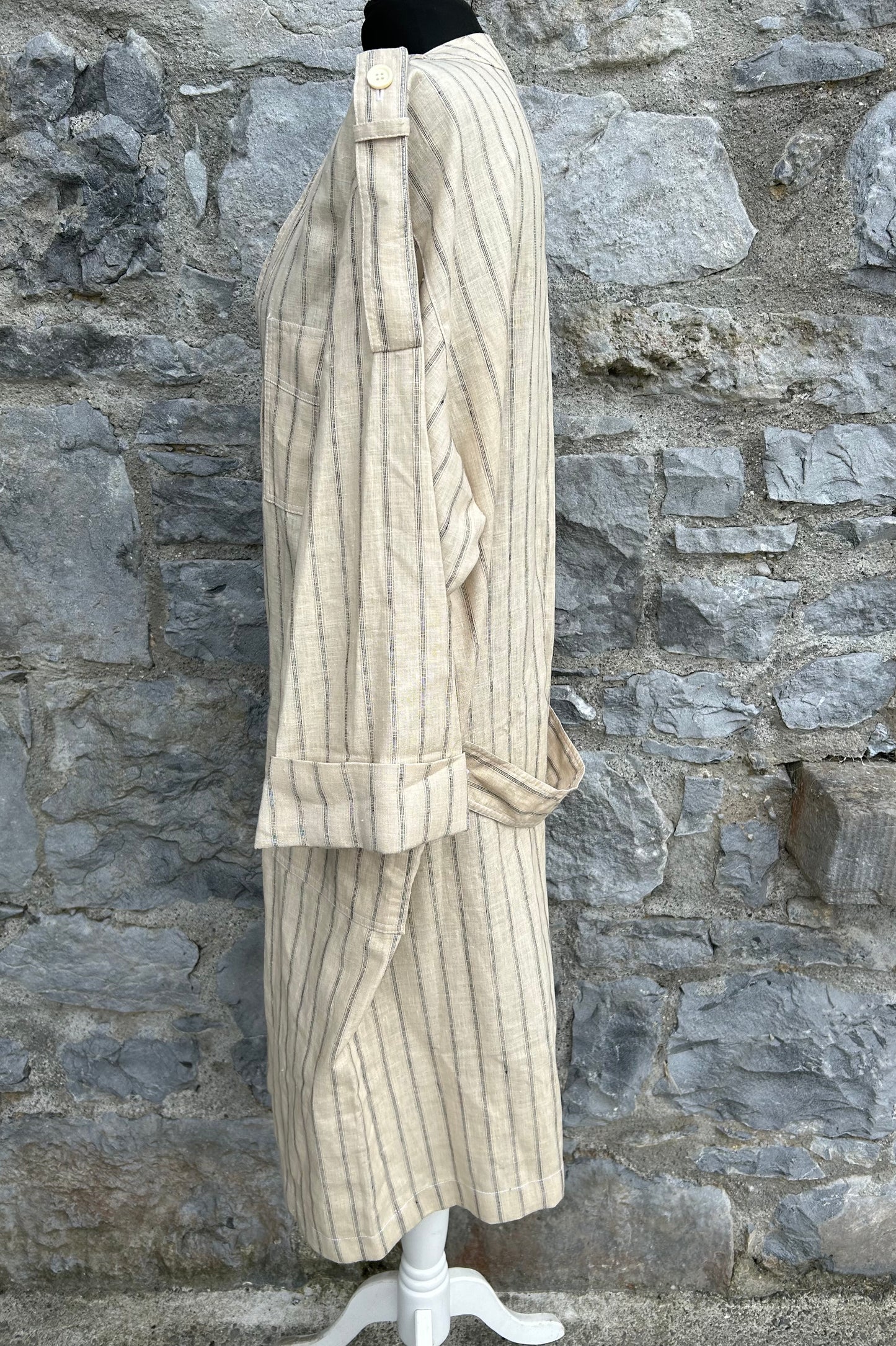 90s beige stripy coat uk 12