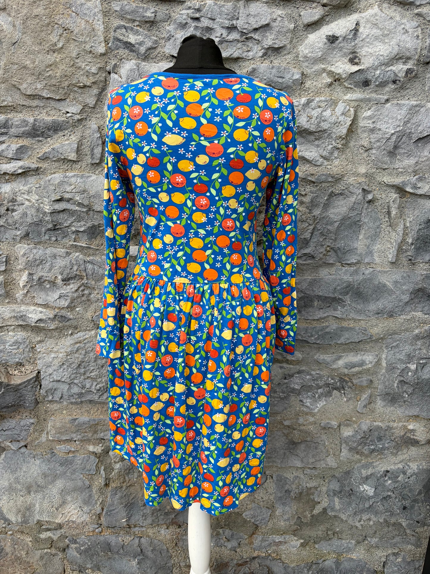 Citrus blue gathered dress uk 8-10