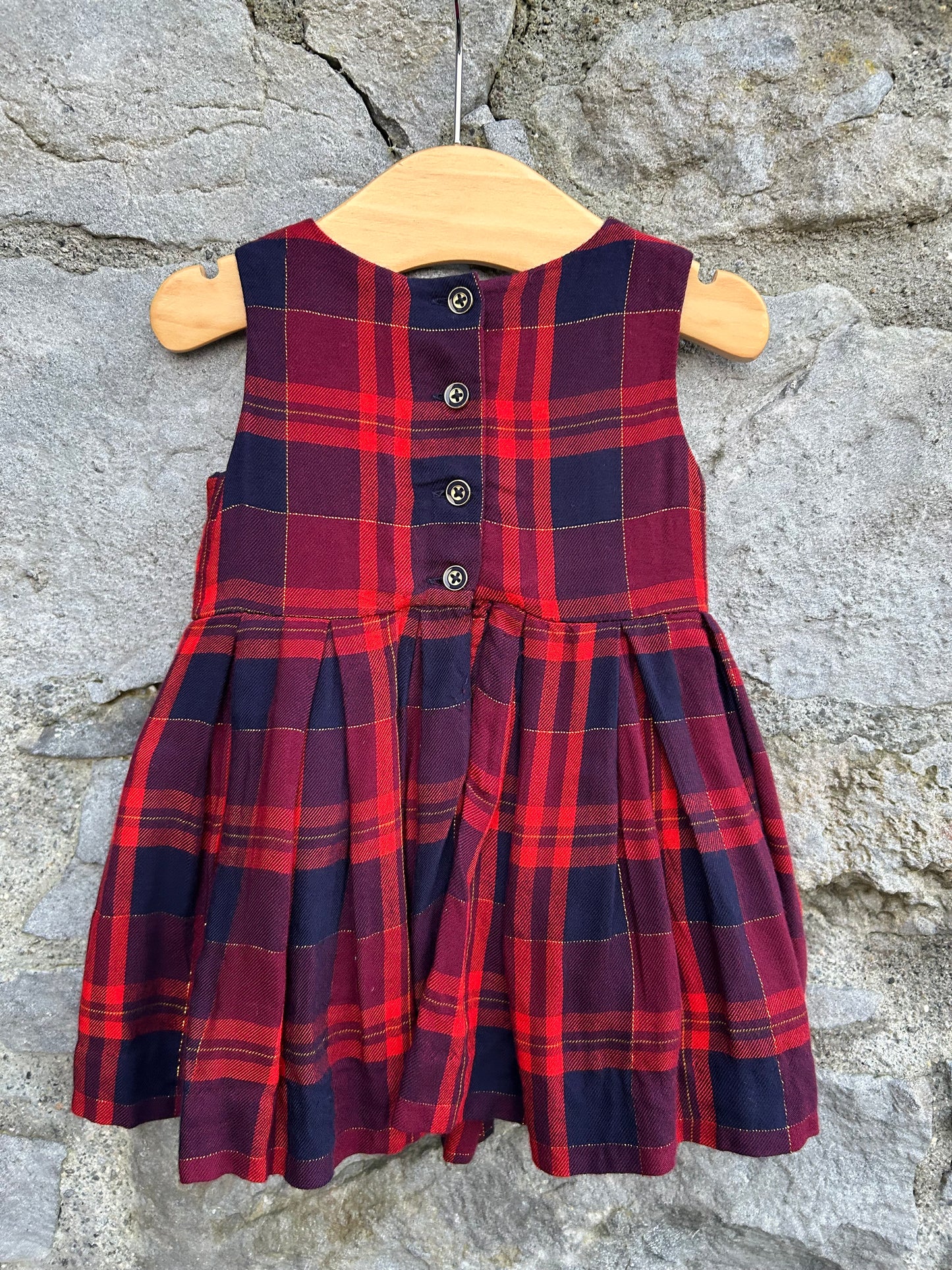 TH Red&navy check dress 3-6m (62-68cm)