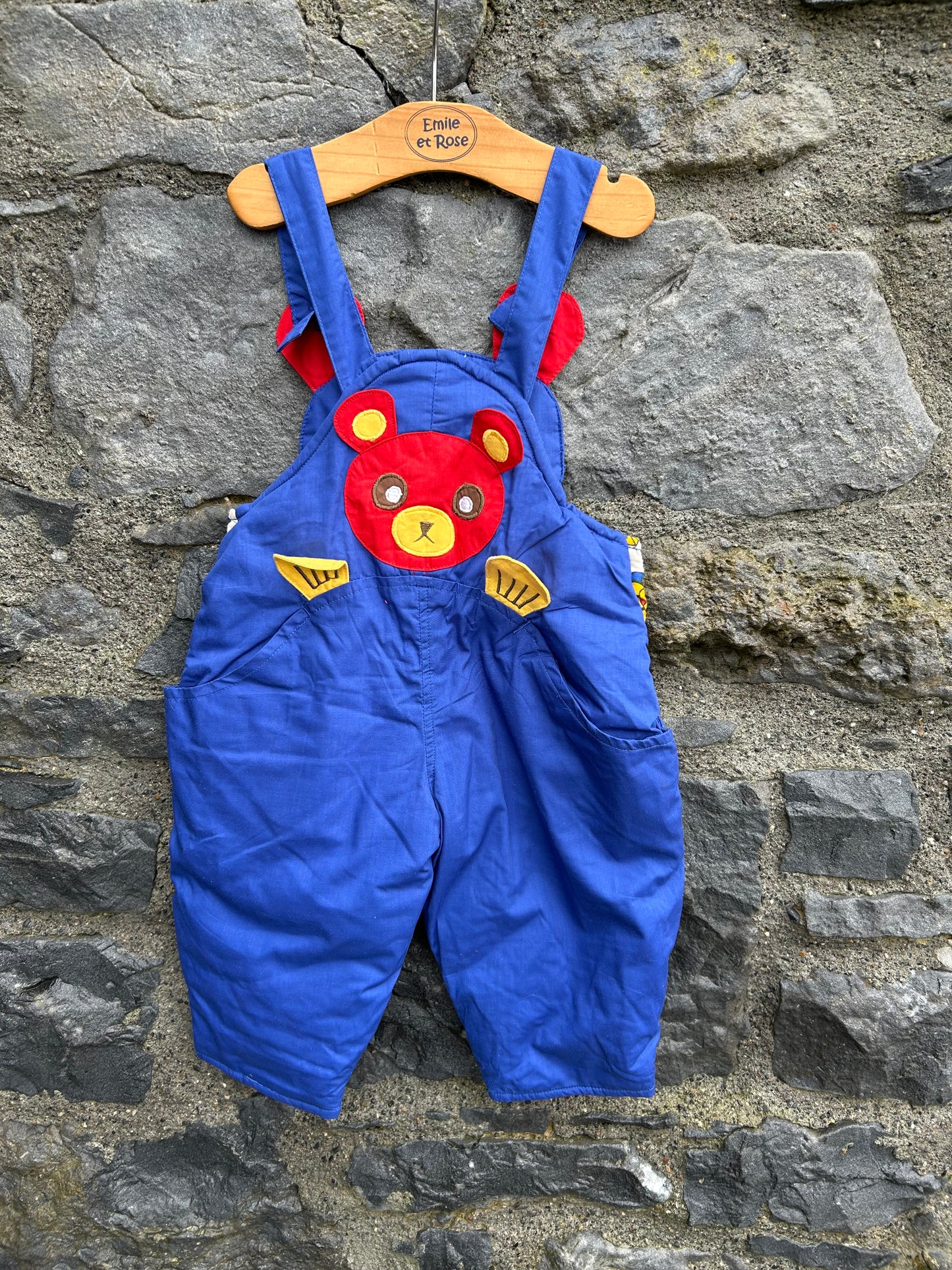 90s blue bear dungarees 3m (62cm)