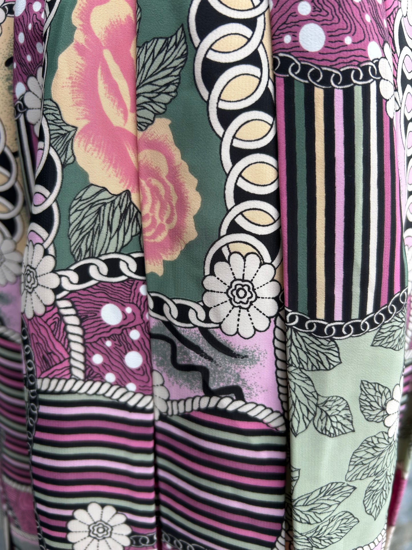 80s Pink&green floral patchwork skirt uk 6-8