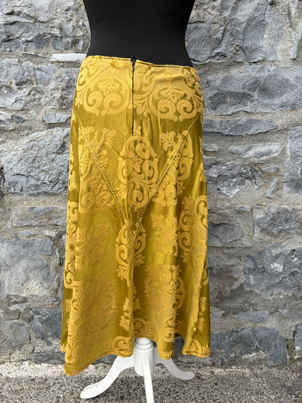 90s damask mustard skirt uk 10