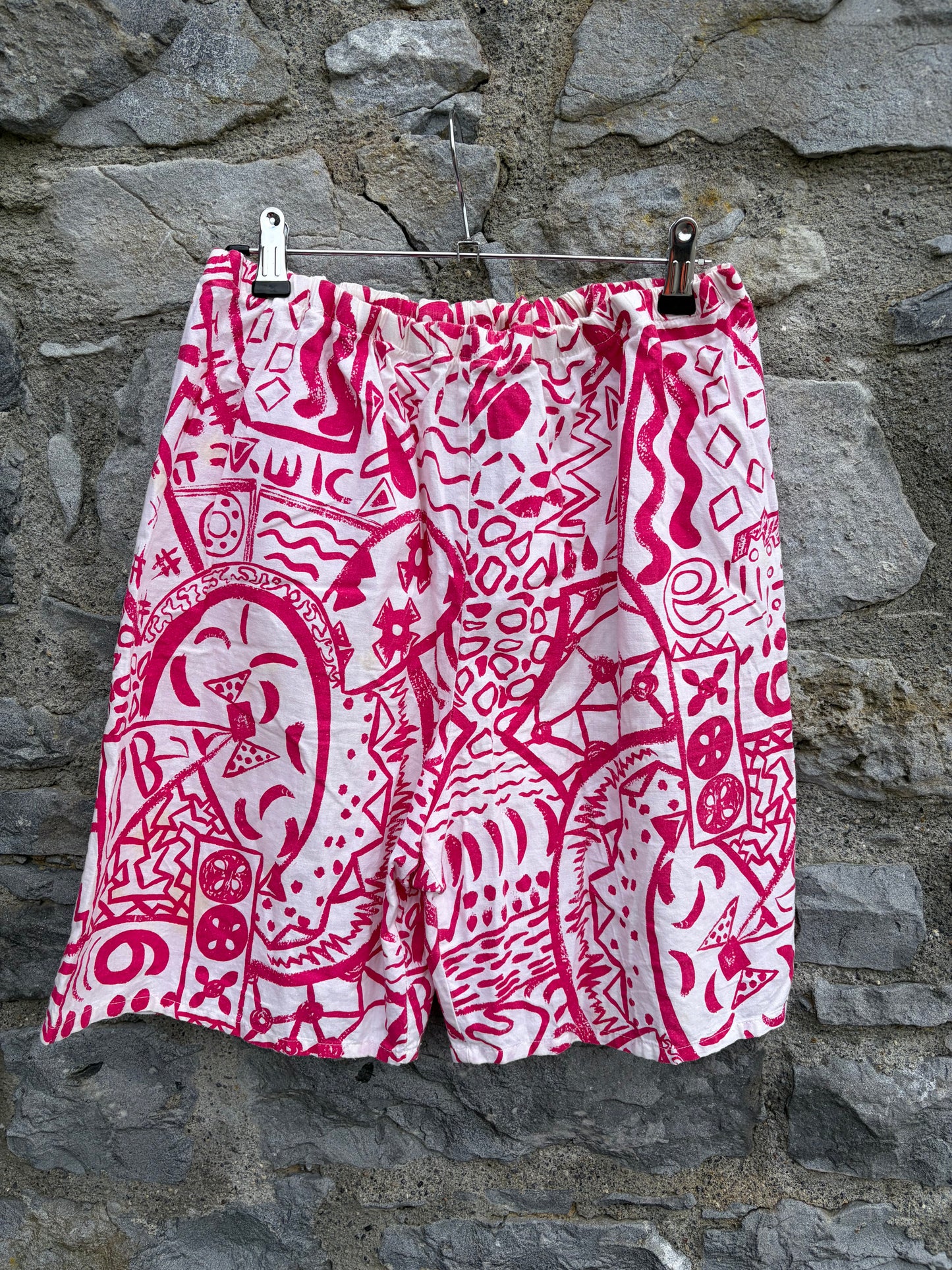 80s pink abstract shorts uk 10-12