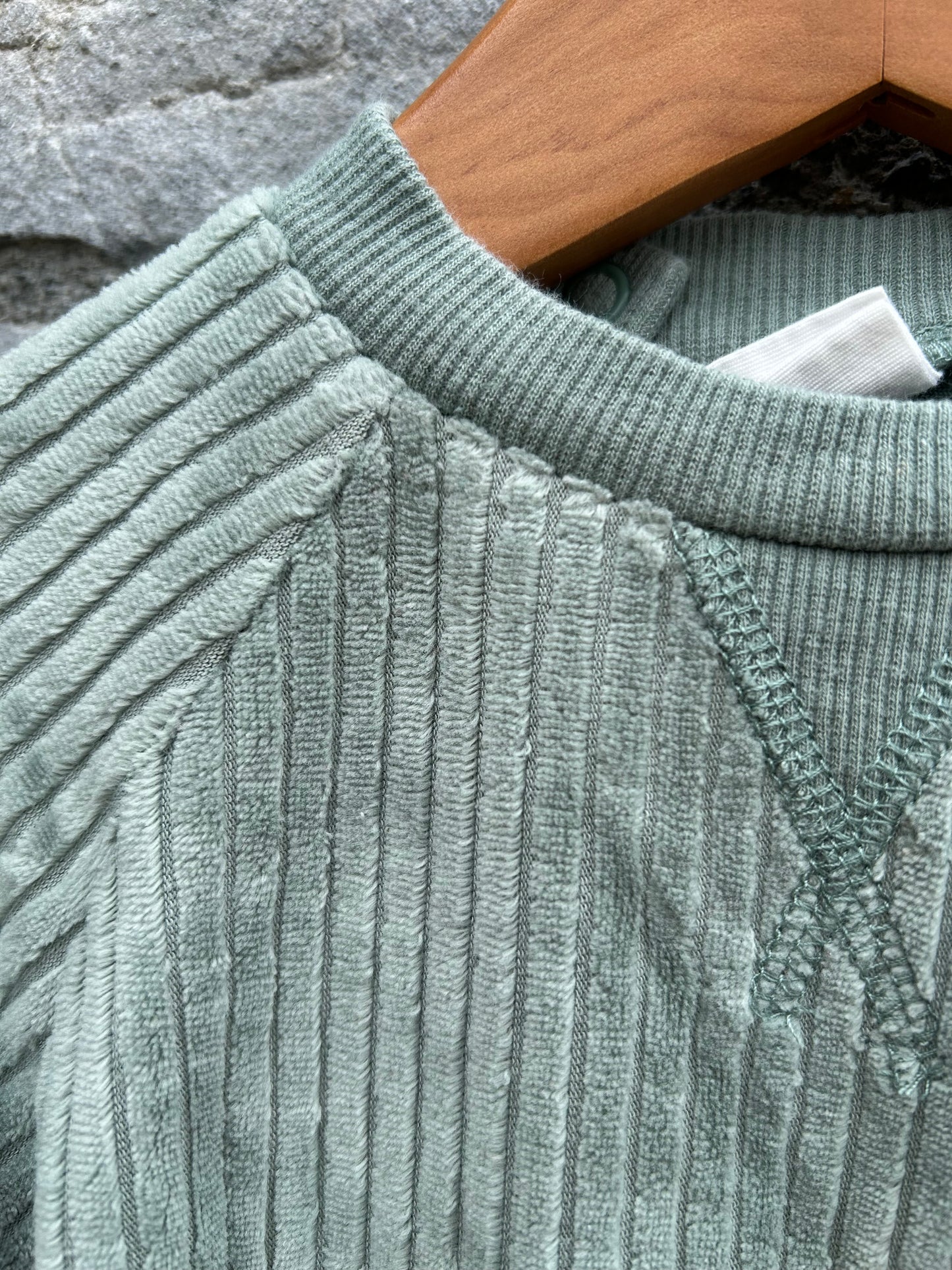 Khaki ribbed velour sweatshirt 12-18m (80-86cm)