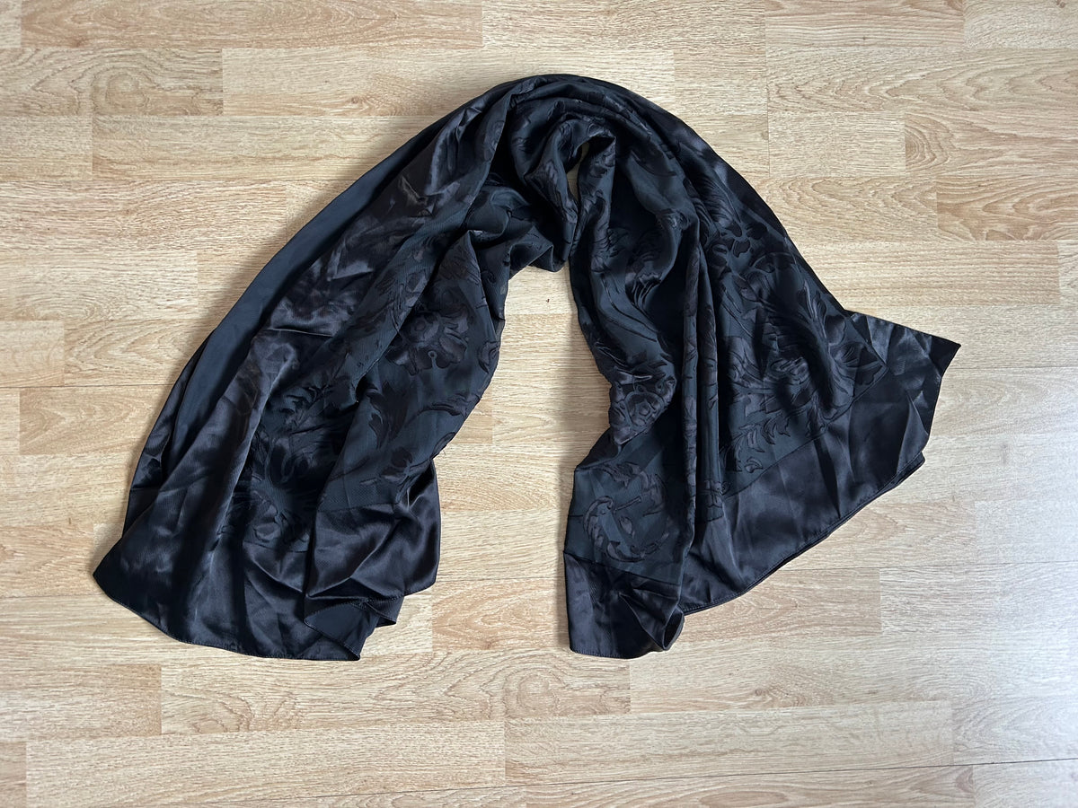 Black velvety flower scarf
