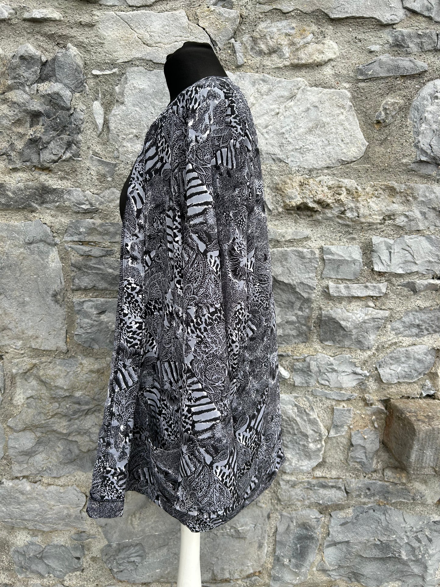 90s Black&white animal print open jacket uk 16
