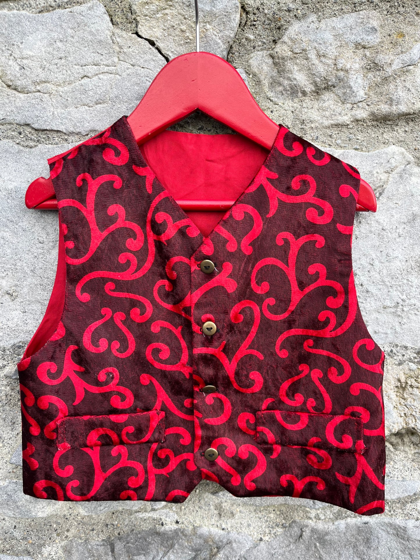 80s red waistcoat 18-24m (86-92cm)