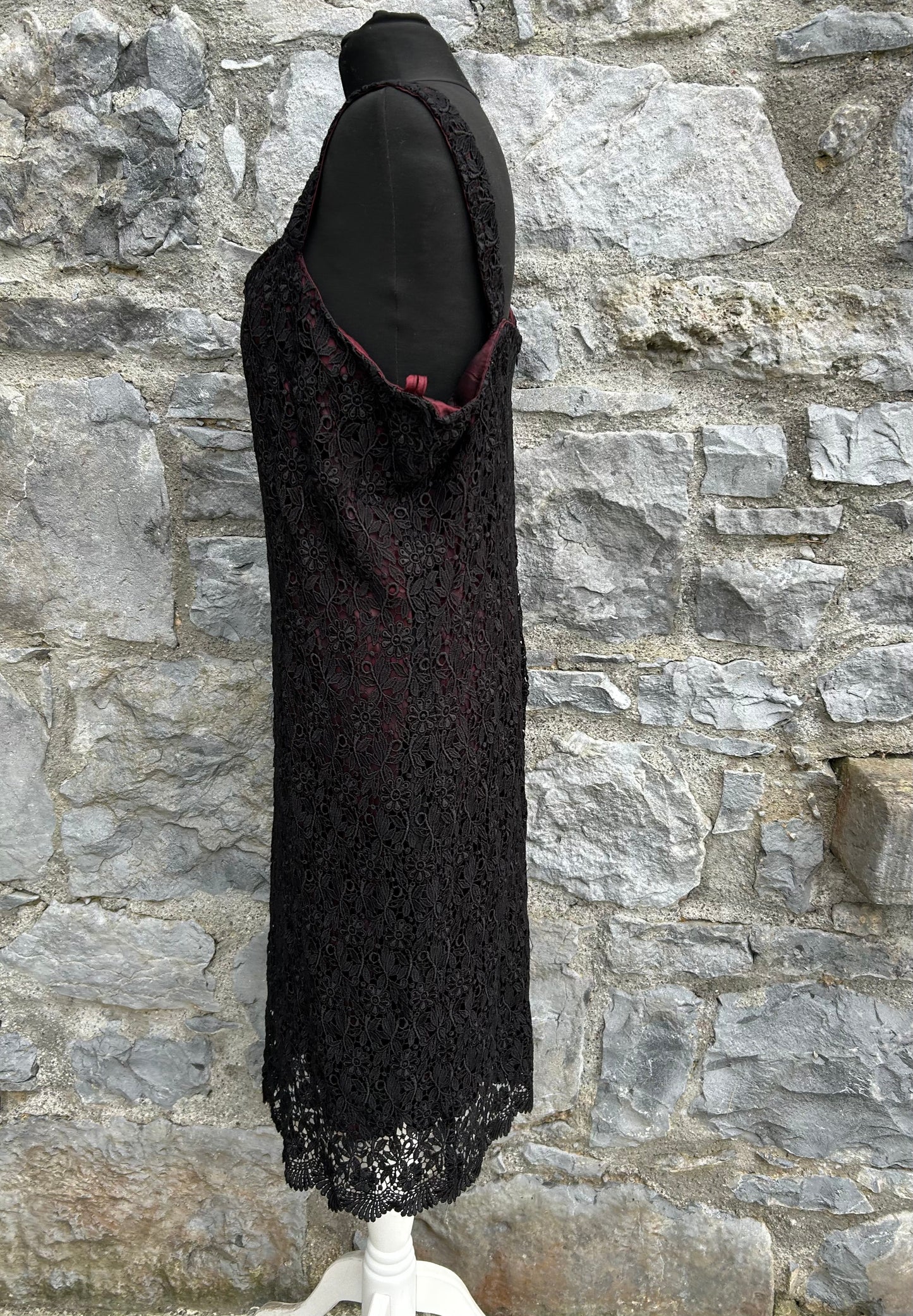 90s black lace dress uk 14