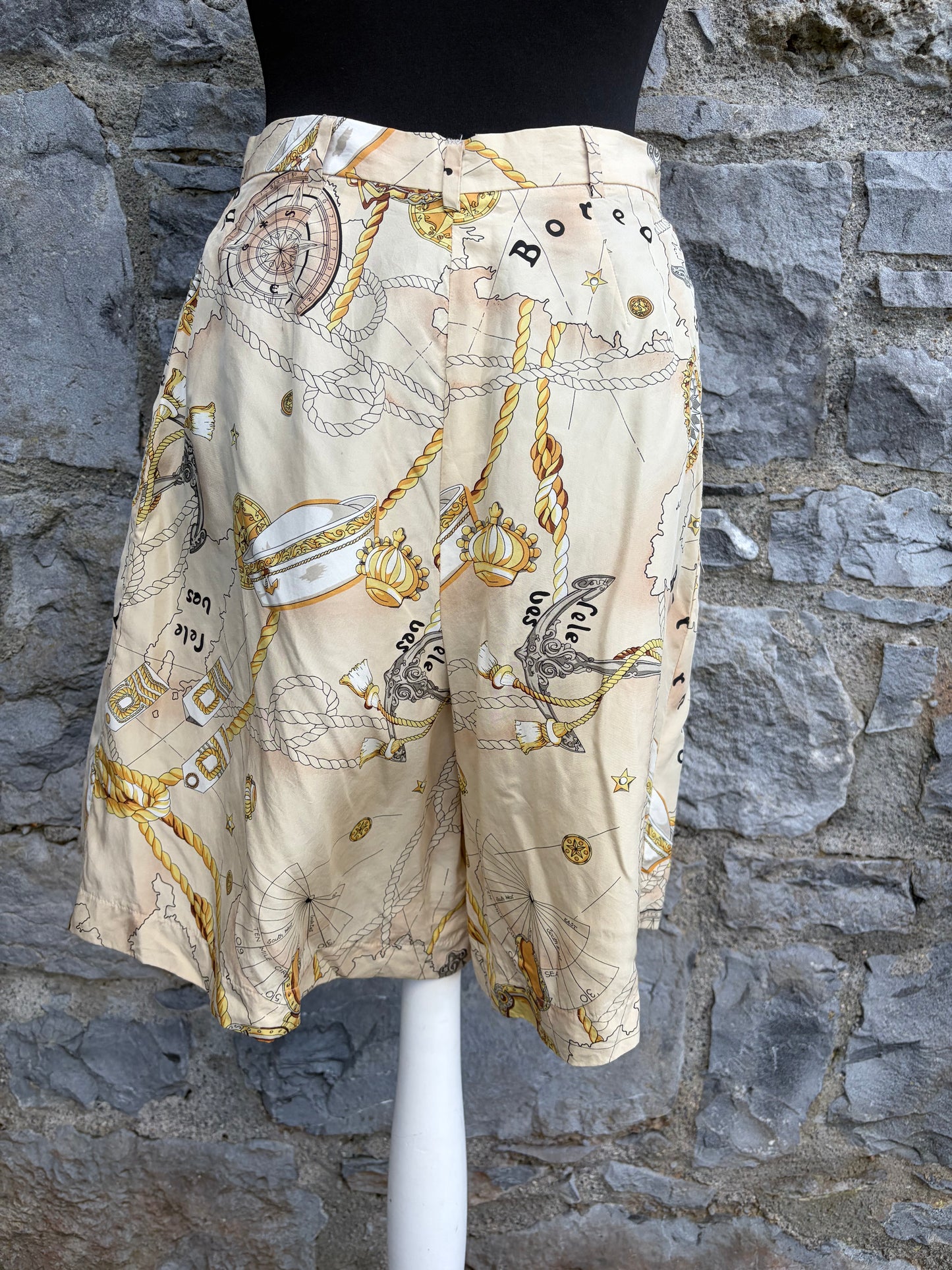 80s beige vintage map shorts uk 8-10